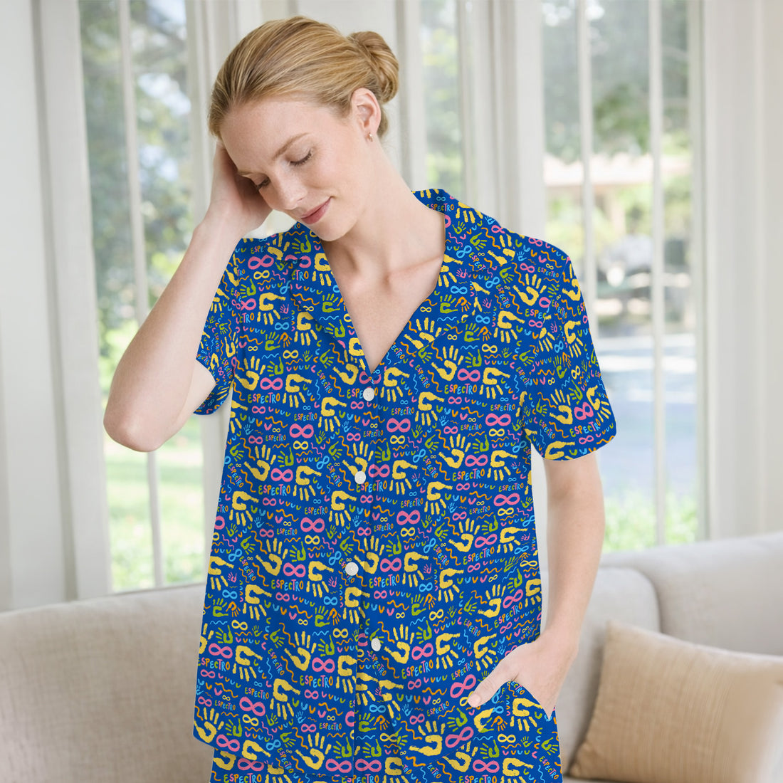 Autism Awareness Infinity Pattern Pajama Set, Soft Breathable Fabric Comfortable Sleepwear