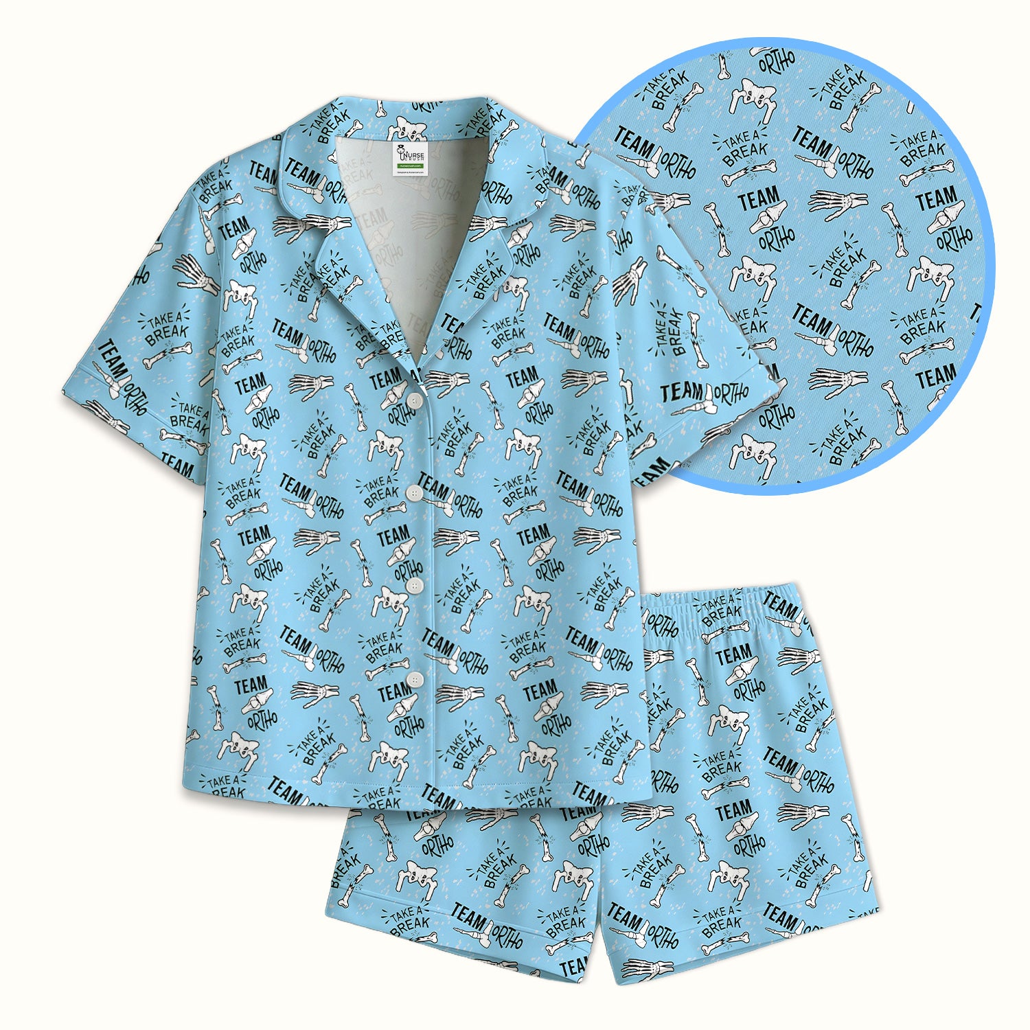 Team Ortho Bone Joint Print Pajama Set, Breathable Fabrics Uniform