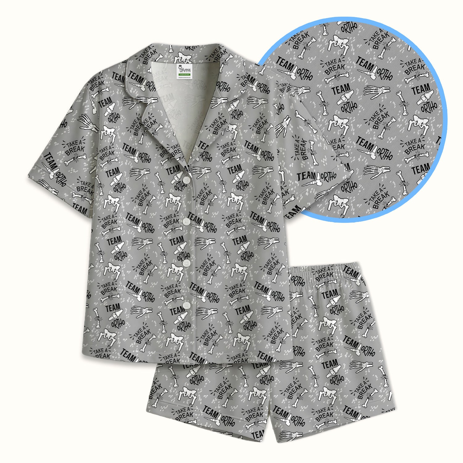 Team Ortho Bone Joint Print Pajama Set, Breathable Fabrics Uniform