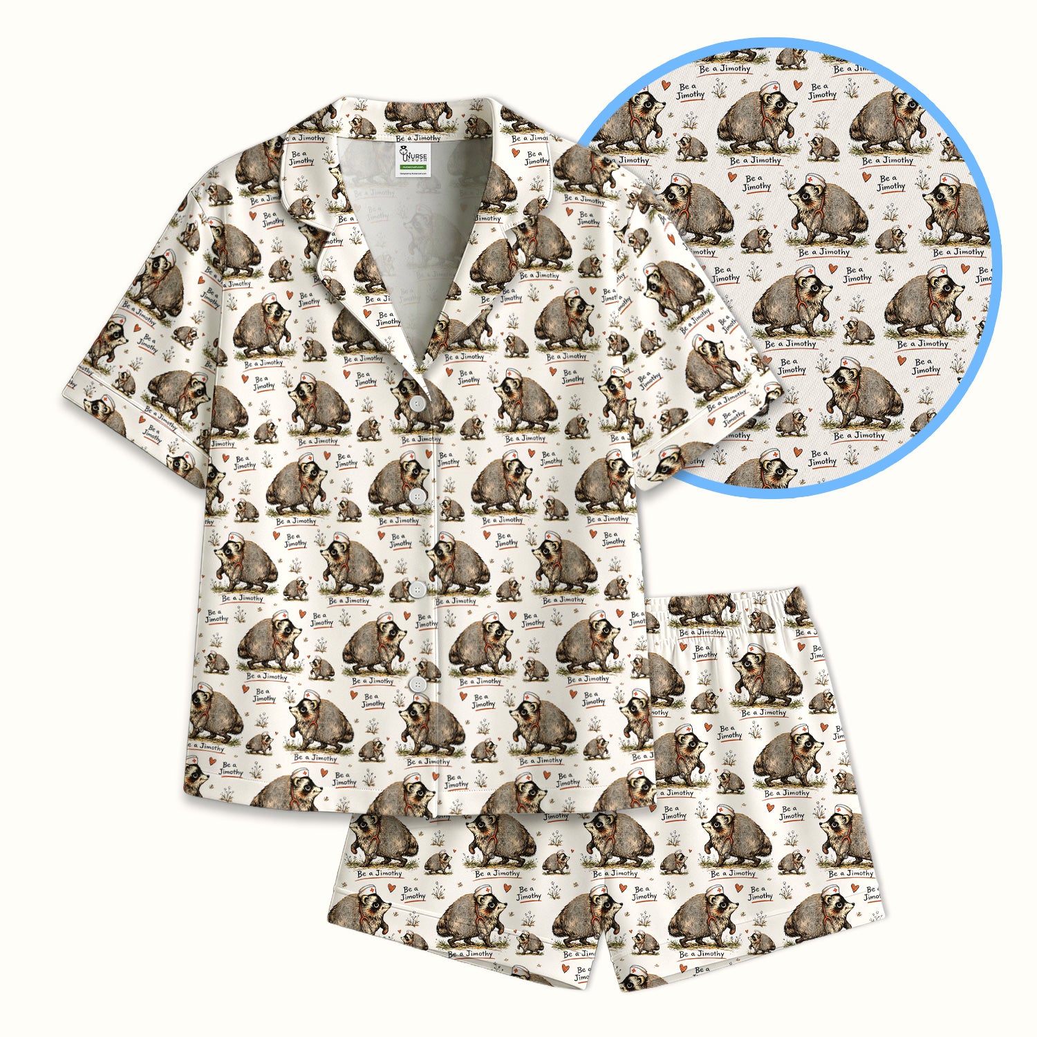 Funny Be A Jimothy Opossum Nurse Pajama Set, Soft Breathable Fabric Comfortable Sleepwear