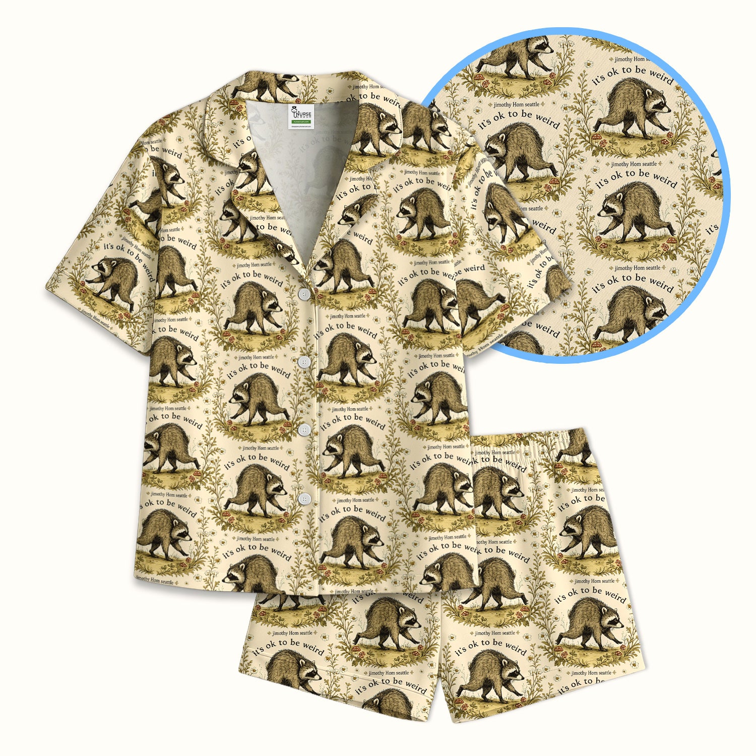 It's OK To Be Weird with Jimothy Pajama Set, Soft Breathable Fabric Comfortable Sleepwear