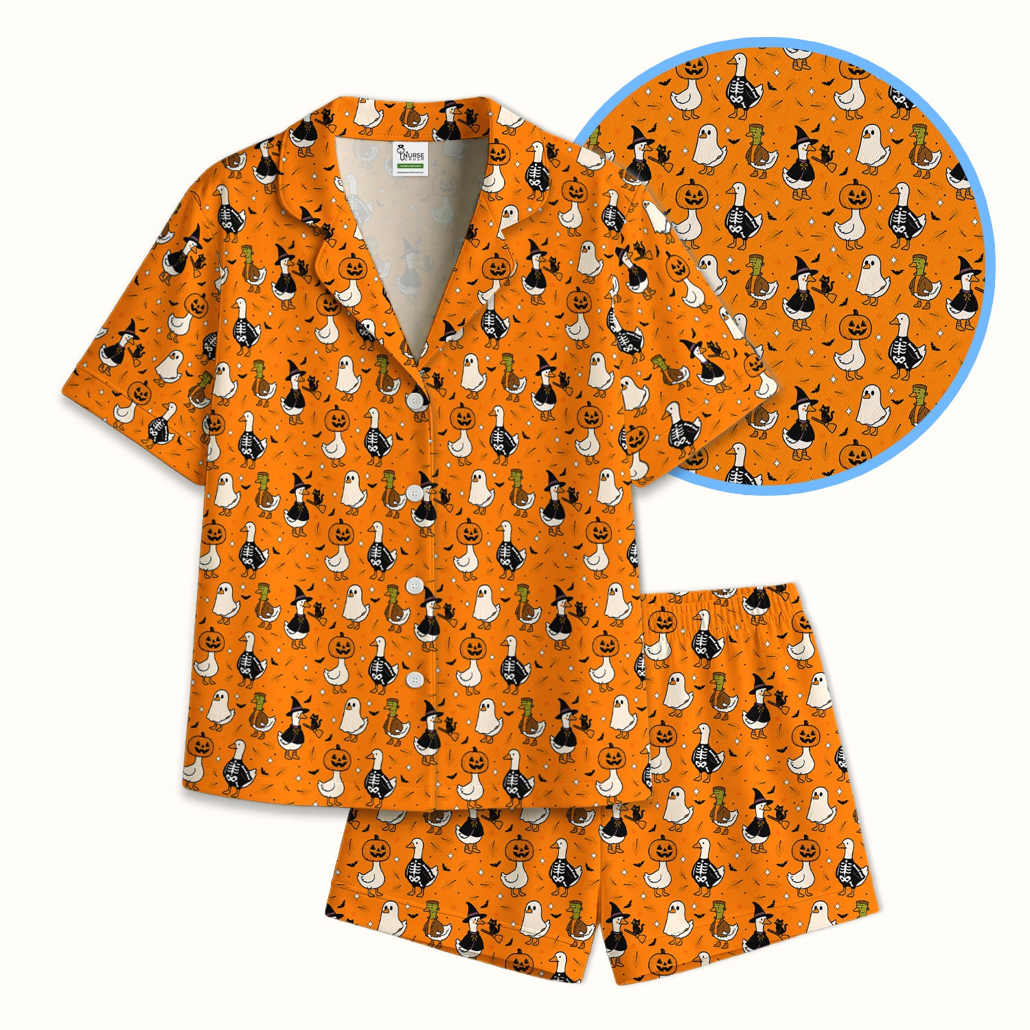 Spooky Halloween Goose Pajama Set, Soft Breathable Fabric Comfortable Sleepwear