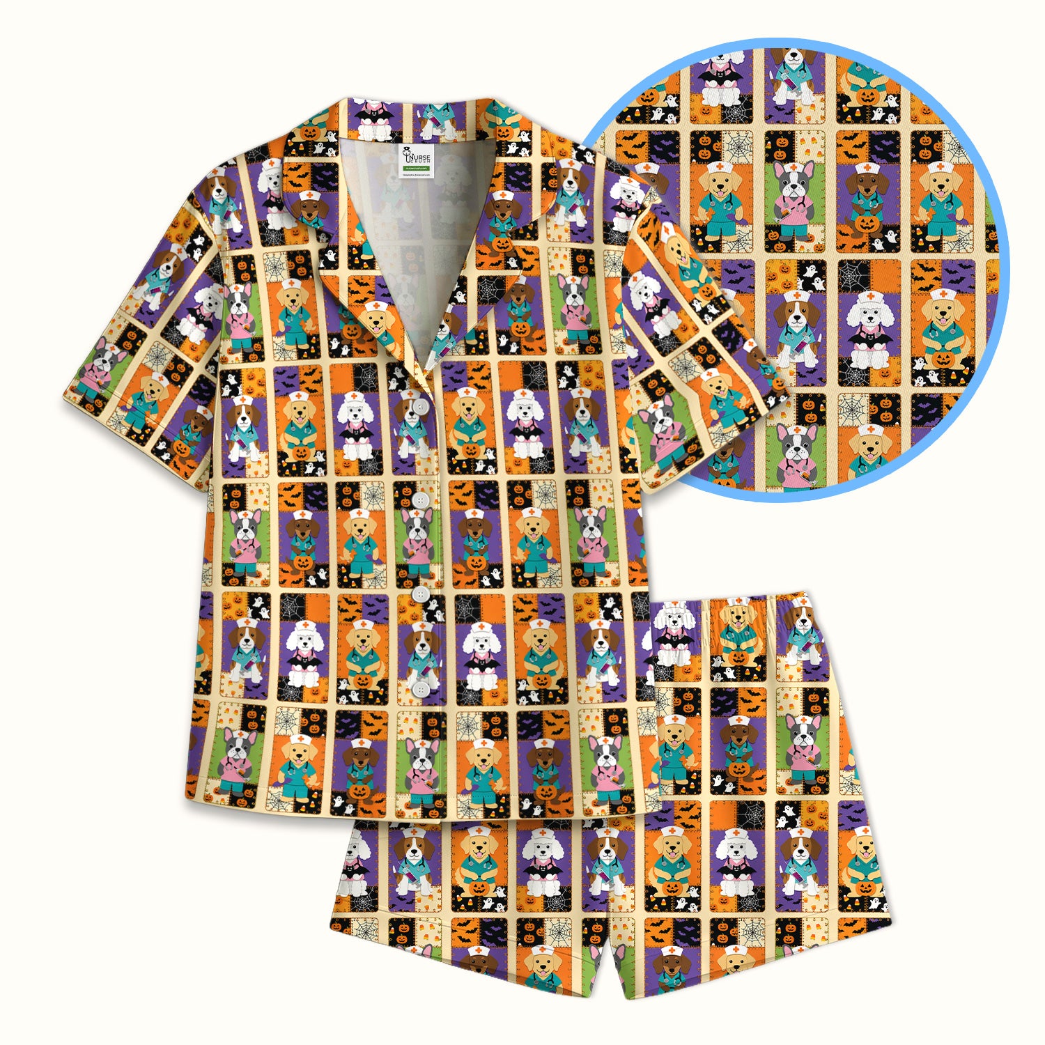 Spooky Halloween Dog Veterinary Pajama Set, Soft Breathable Fabric Comfortable Sleepwear
