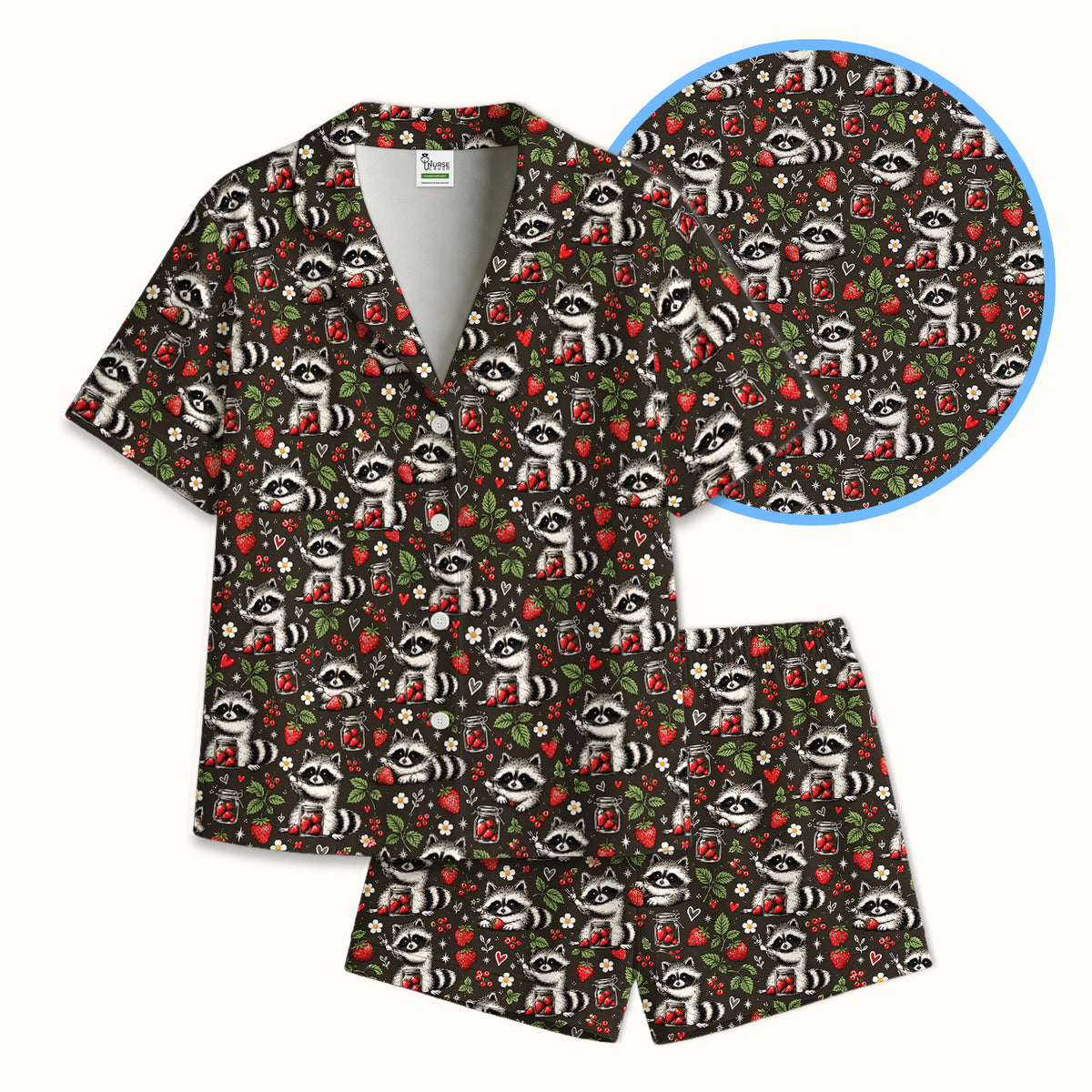 Buntes Pyjama-Set mit Neon-Katzengesichtern, weicher, atmungsaktiver Stoff, bequeme Nachtwäsche