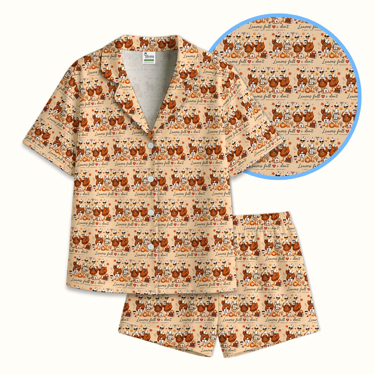 Funny Leaves Fall I Don't Nurse Goose Pajama Set, Soft Breathable Fabric Comfortable Sleepwear