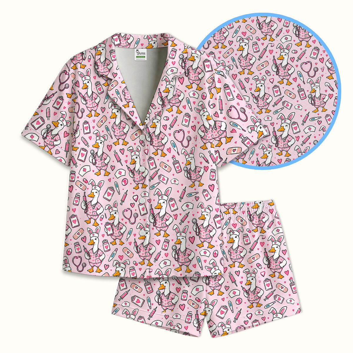 Buntes Pyjama-Set mit Neon-Katzengesichtern, weicher, atmungsaktiver Stoff, bequeme Nachtwäsche
