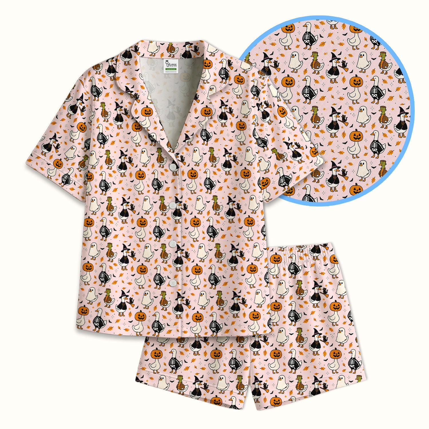 Spooky Halloween Goose Pajama Set, Soft Breathable Fabric Comfortable Sleepwear
