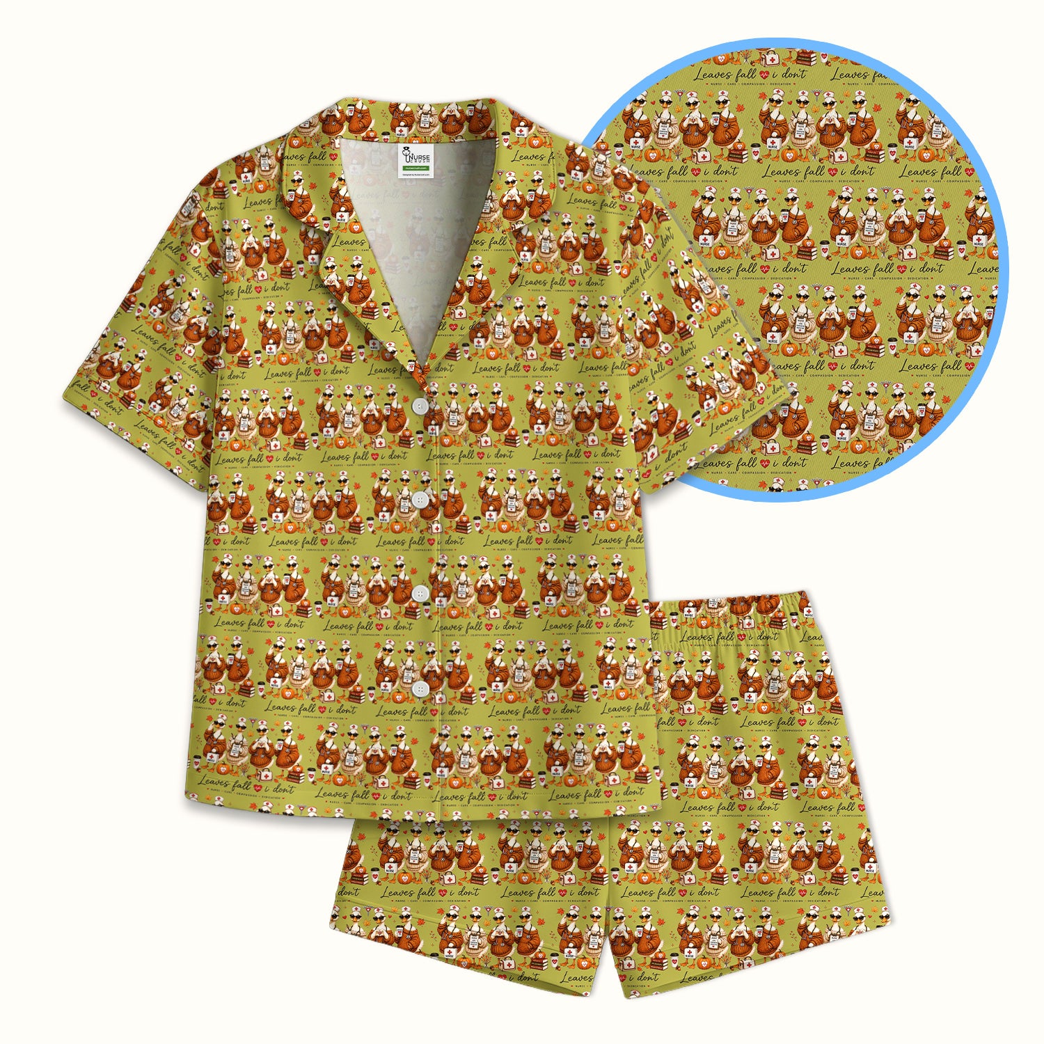 Funny Leaves Fall I Don't Nurse Goose Pajama Set, Soft Breathable Fabric Comfortable Sleepwear