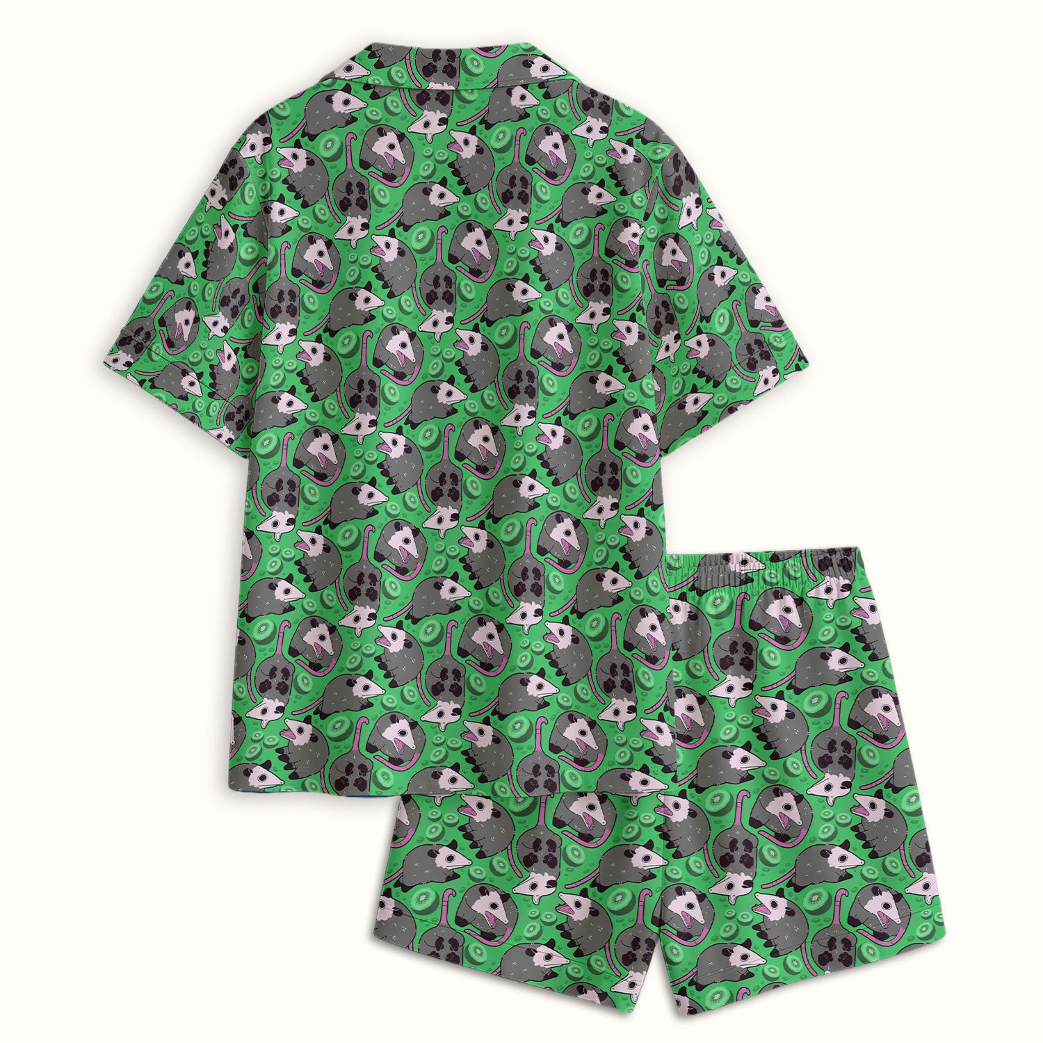 Funny Opossum Kiwi Pajama Set, Quirky Quirky Cartoon Animal Breathable Fabrics Uniform