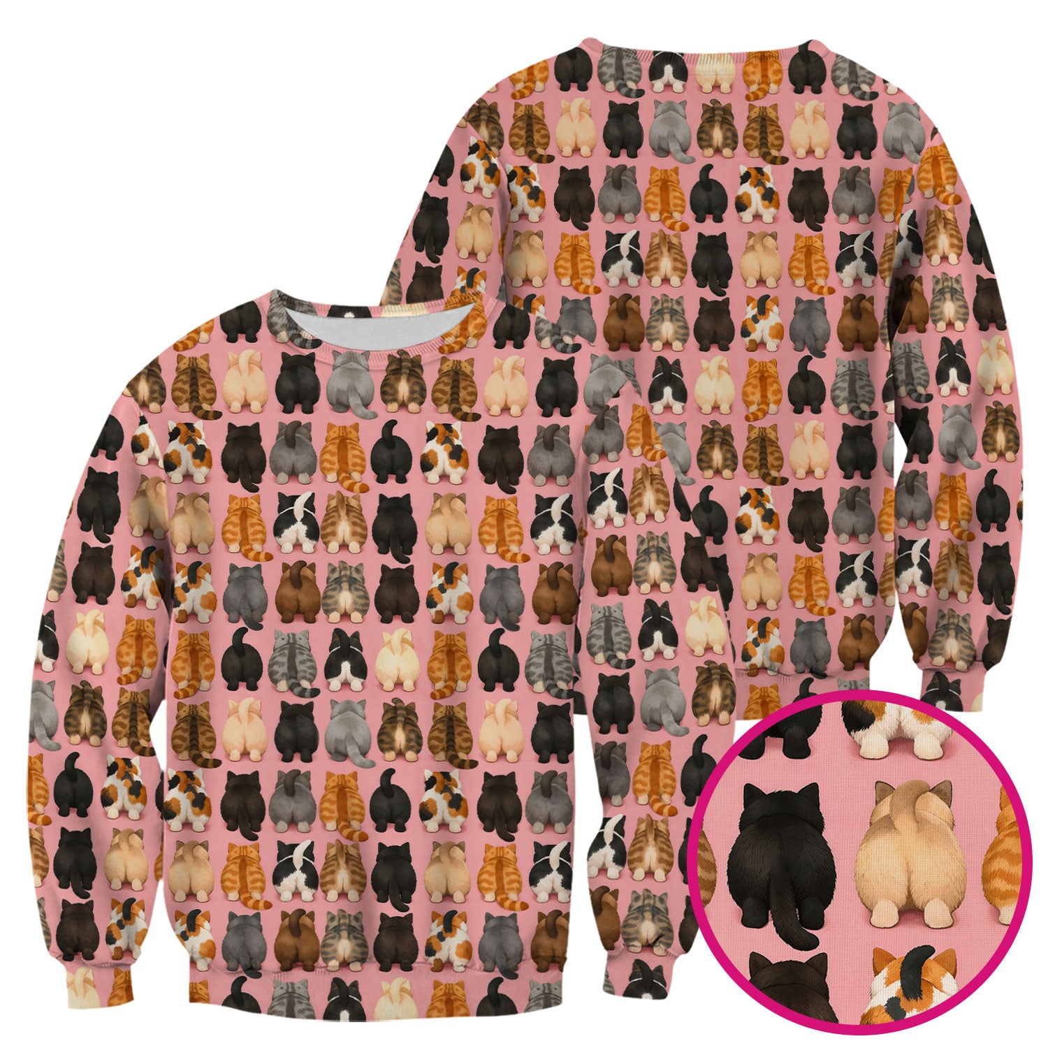 Cute Cats Back View Pattern Scrubs Top, Comfortable Scrubs for Nurses