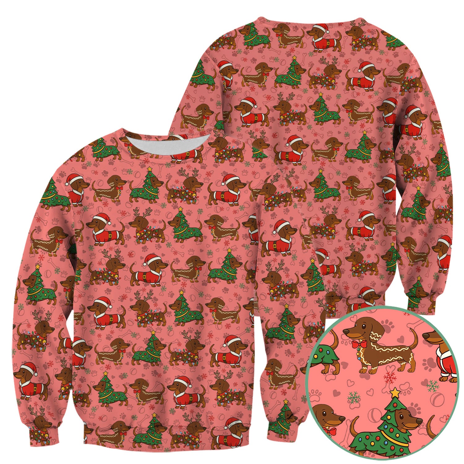 Holiday Dachshund Christmas Scrub Top - Funny Wiener Sausage Dog Nurse Shirt - Adorable Dog Lover Gift for RN CNA LPN