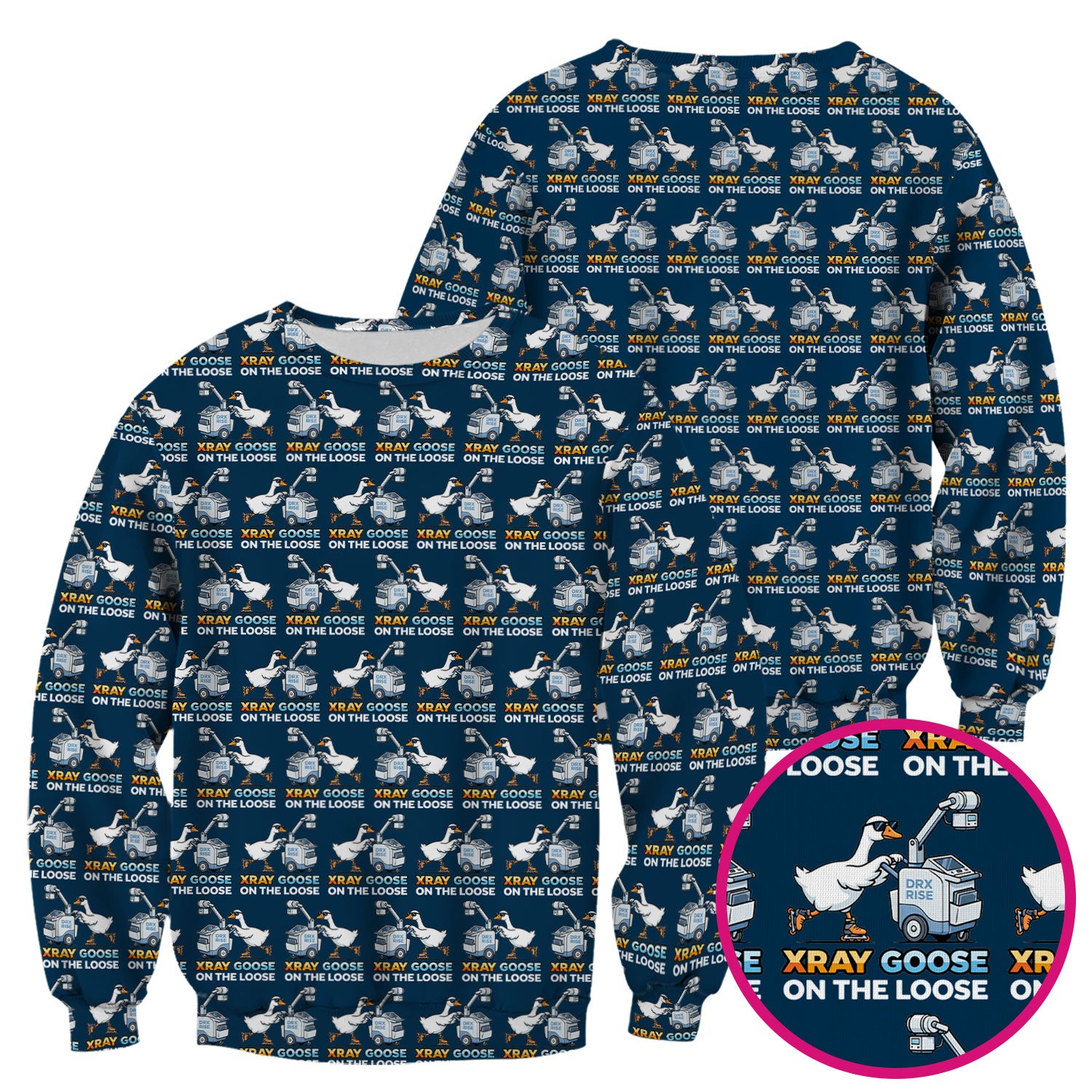 Funny Xray Goose On The Loose Pattern Scrub Top, Comfortable Scrubs for Nurses