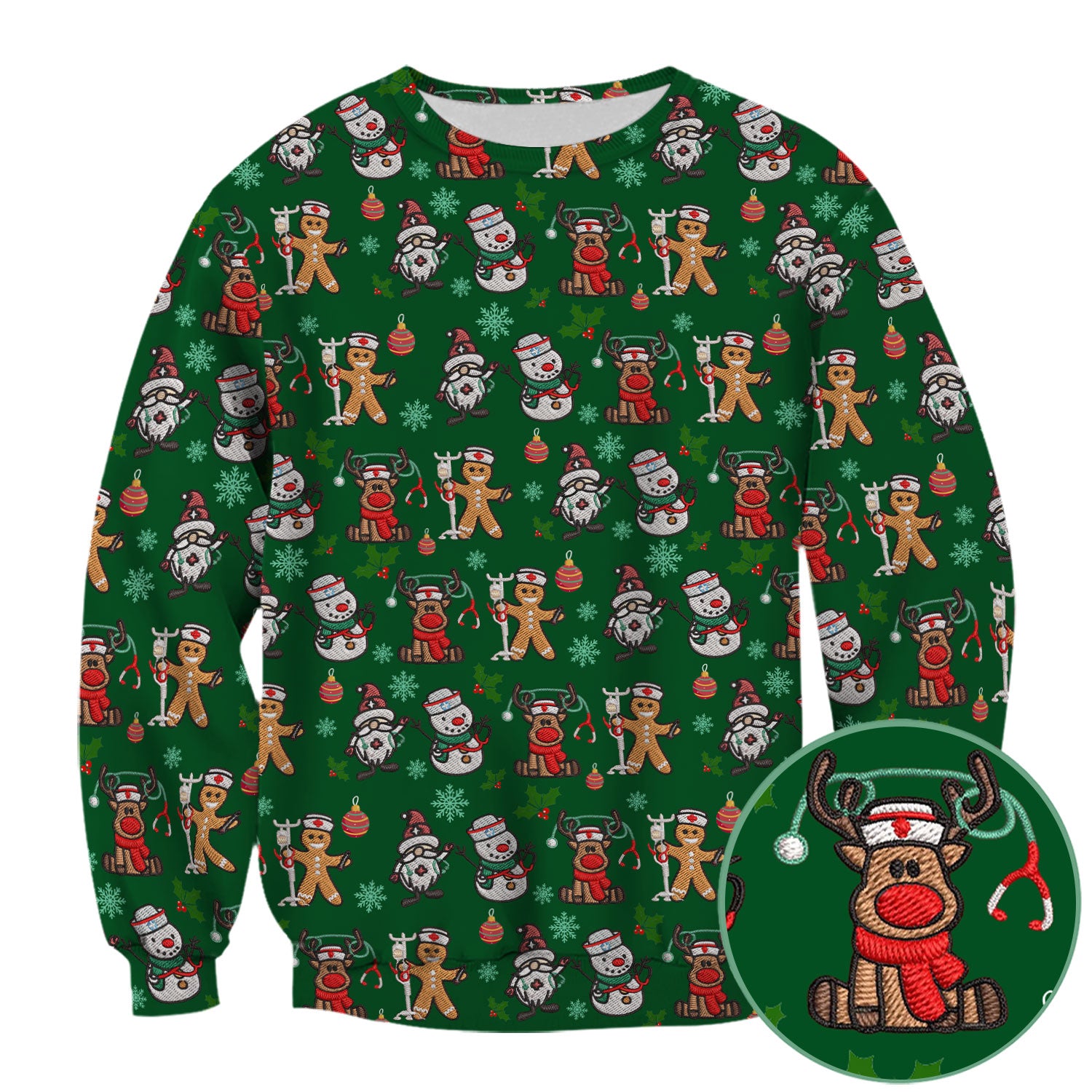 Reindeer Xmas Scrubs for Women - Gingerbread Cookies Shirts - Comfortable Scrubs for Nurses - Breathable Nursing Uniform