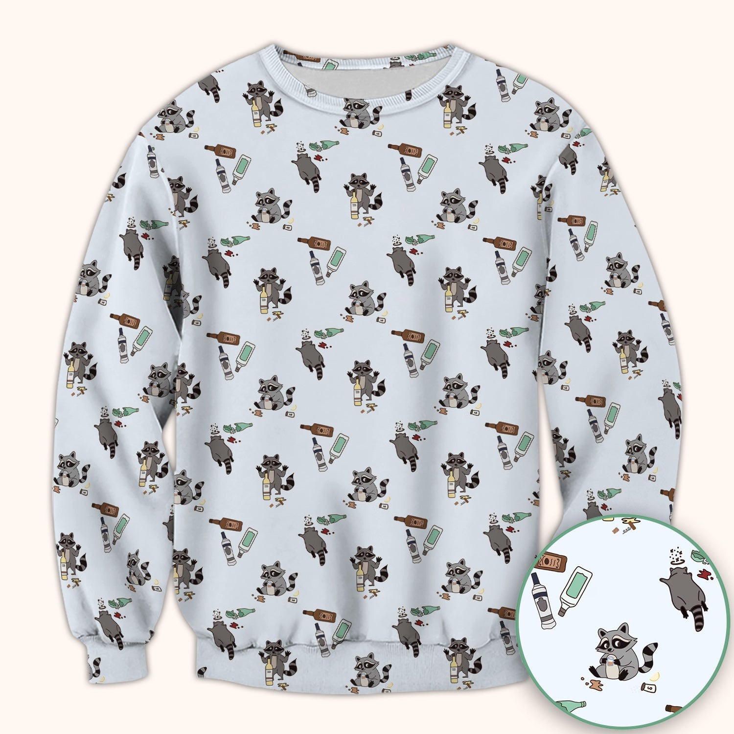 Messy Drunk Raccoon Pattern Scrub Top, Comfortable Scrubs for Nurses