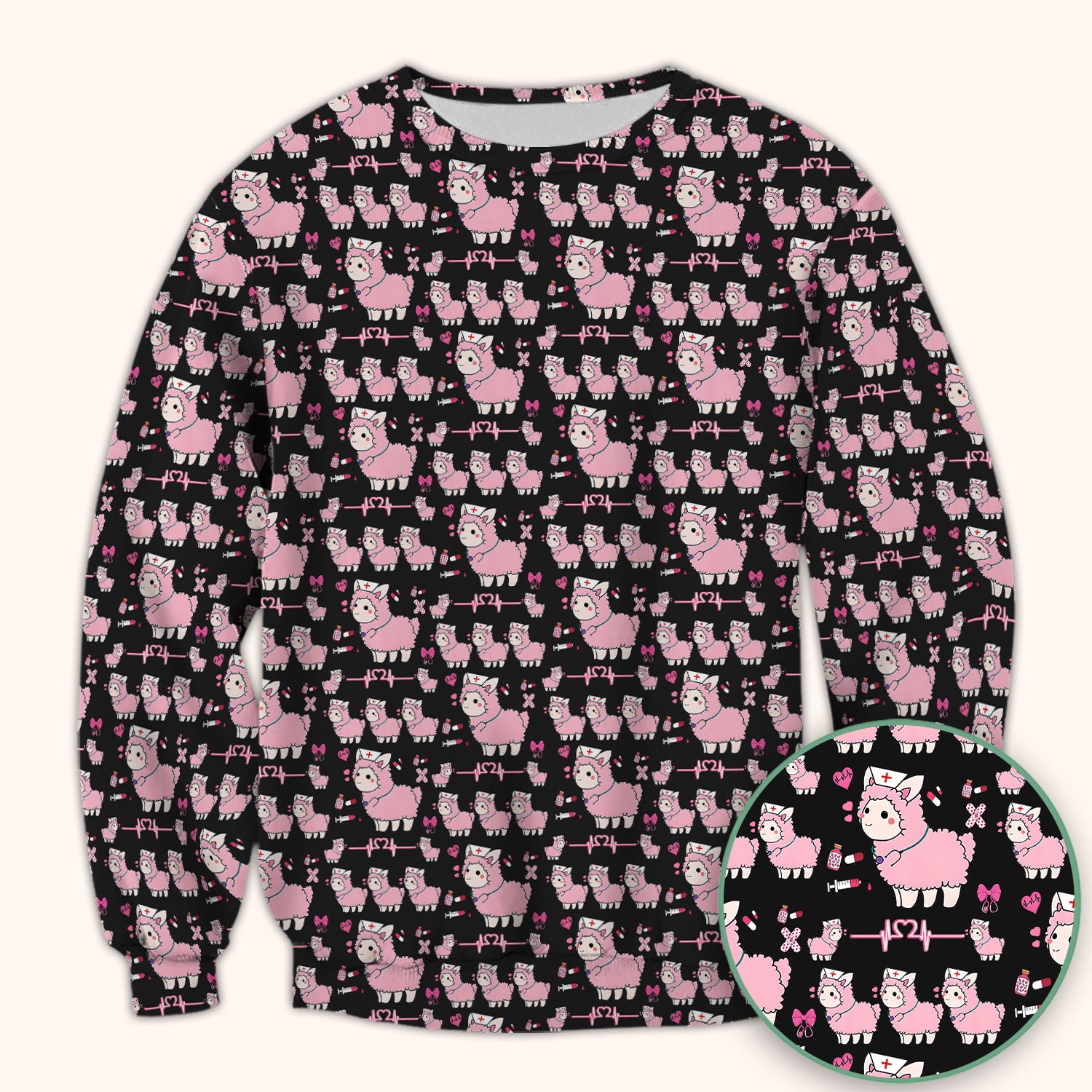 Llama Ain't Got Time For Your Drama Scrub Top, Funny Pattern Scrub Shirt, Breathable Fabrics Nursing Uniform