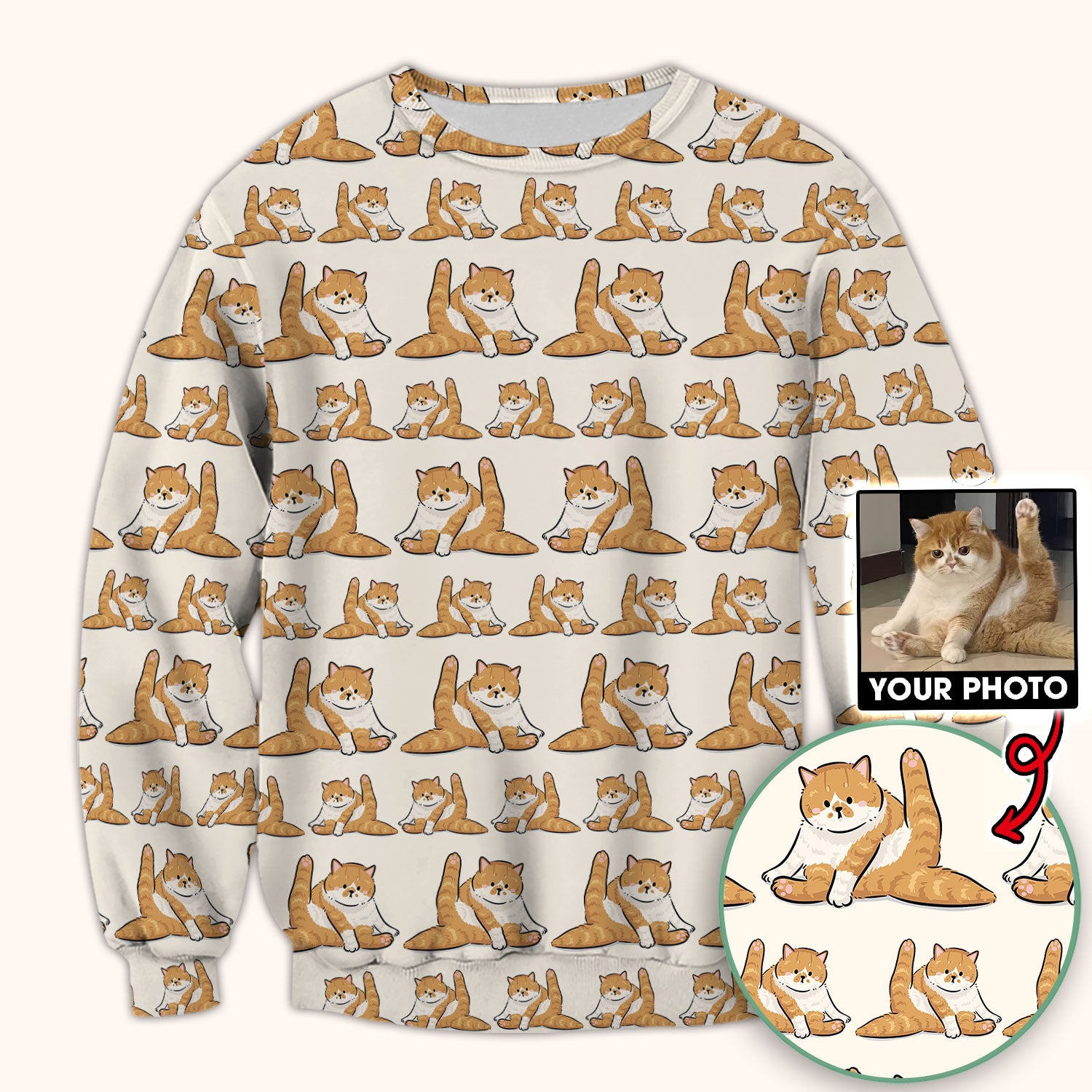 Personalized Cute Cat Nurse Scrub Top, Custom Cat Photo Pattern Medical Shirt For Pet Lover, Breathable Fabrics Nursing Uniform