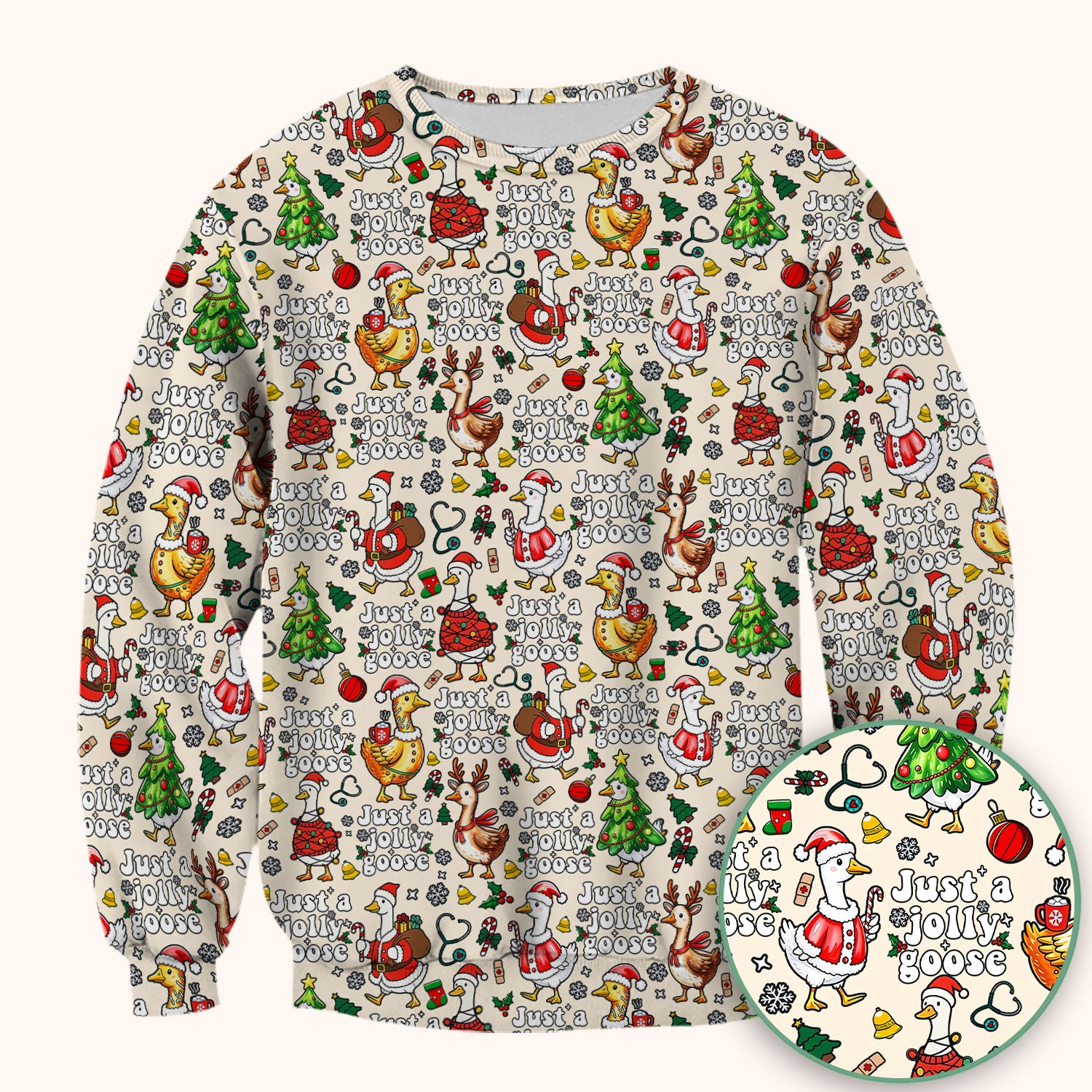 Christmas Goose Scrub Top for Nurse - Funny Jolly Holiday Medical Shirt for Women