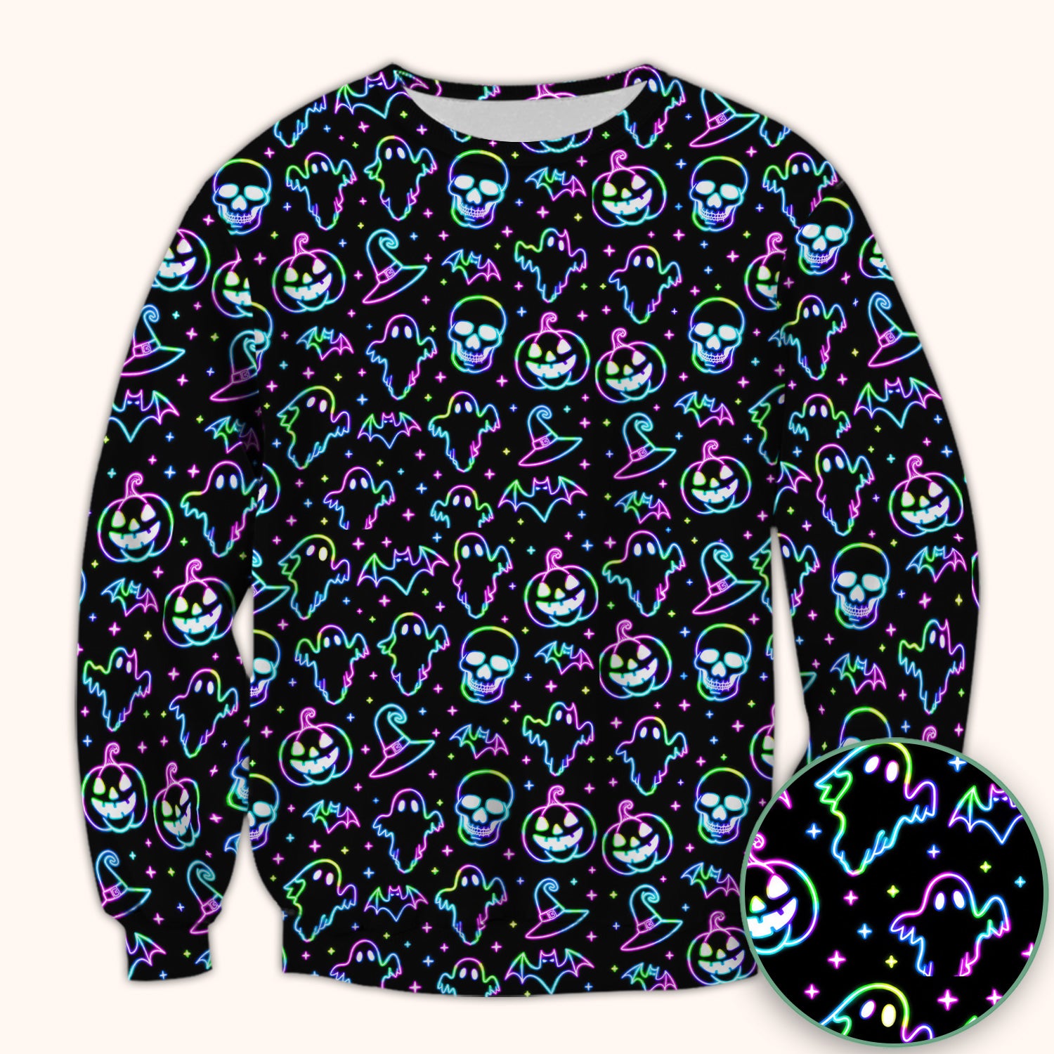 Pumpkin Skull Spooky Print Scrub Top, Comfortable Scrubs for Nurses