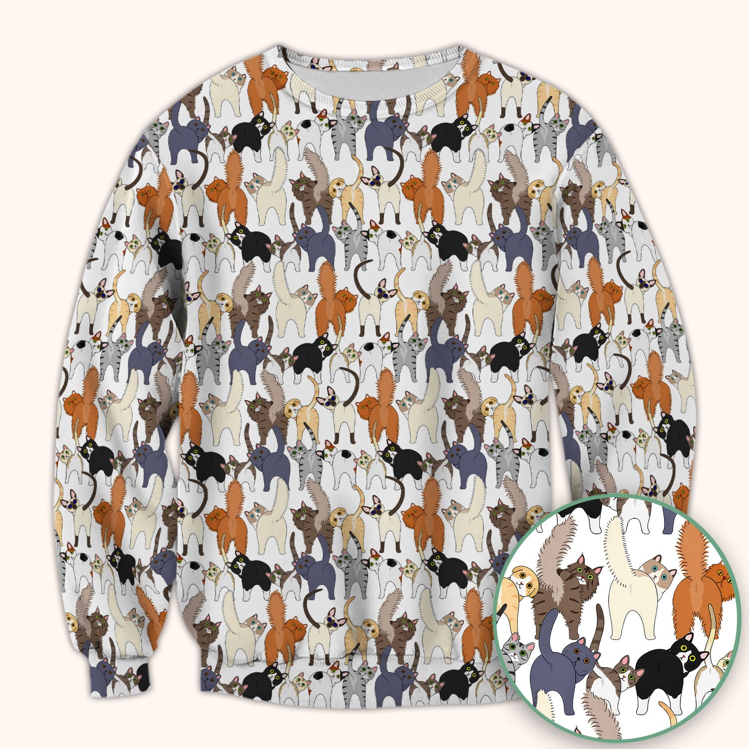 Whimsical Multicolor Cat Cartoon Pattern Scrub Top, Comfortable Scrubs for Nurses