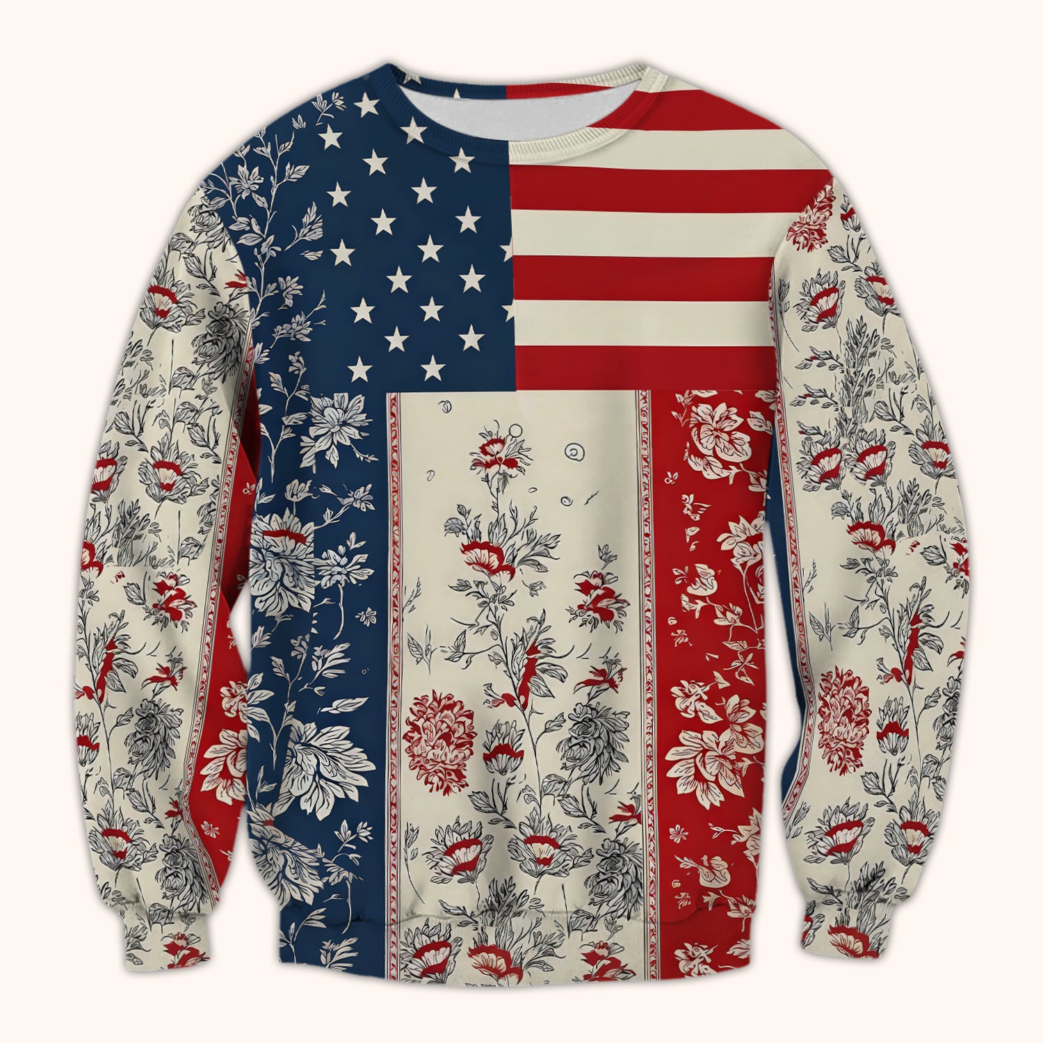 Patriotic Nurse Flag Patchwork Pattern Scrub Top, Comfortable Scrubs for Nurses