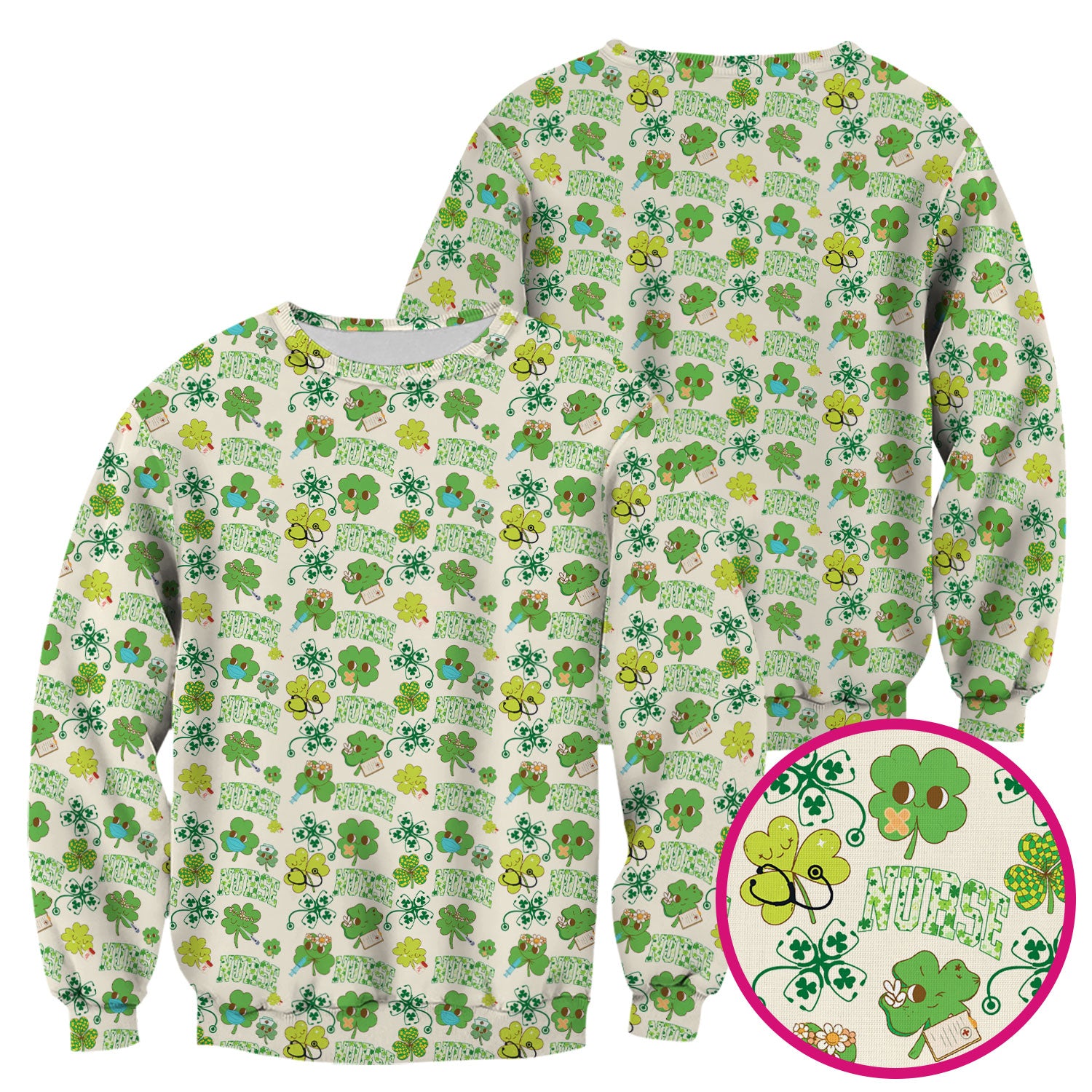Lucky Shamrock Nurse Scrub Top, St. Patrick’s Day Nursing Shirt, Breathable Fabrics Nursing Uniform