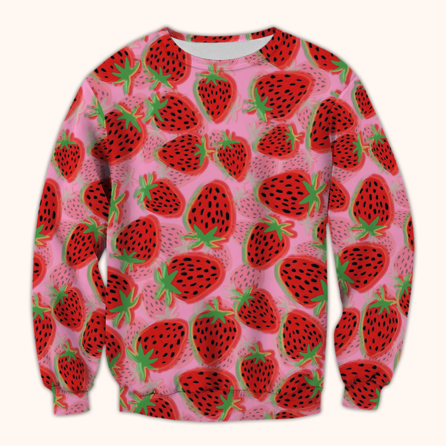 Pink Strawberry Pattern Scrub Top, Comfortable Scrubs for Nurses