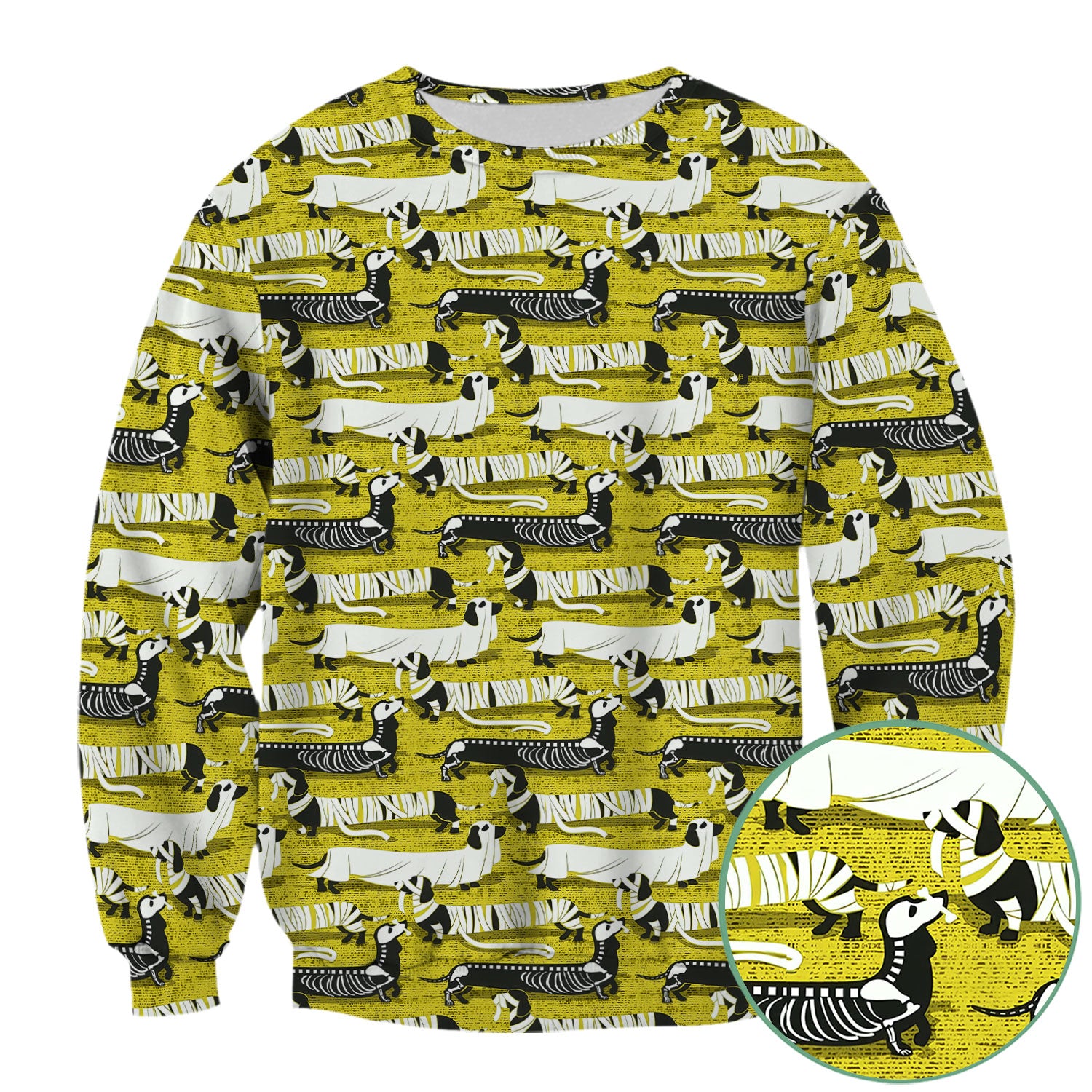Dachshund Halloween Scrub Shirt - Multi Color Dog Print Scrub Top - Funny Skeleton Nurse Scrubs Gift for Women Men, CNA, RN