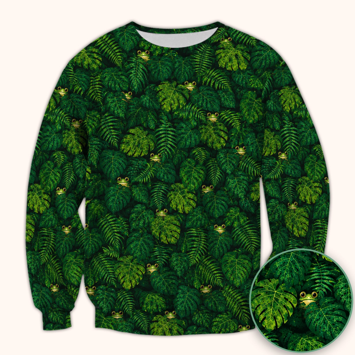 Cute Hidden Frog Jungle Pattern Scrub Top, Comfortable Scrubs for Nurses