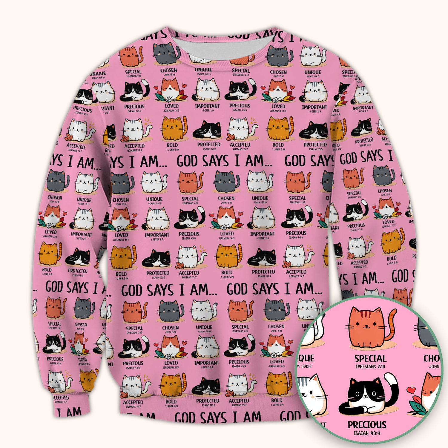 Cute Christian Cat God Says I Am Scrub Top, Comfortable Scrubs for Nurses