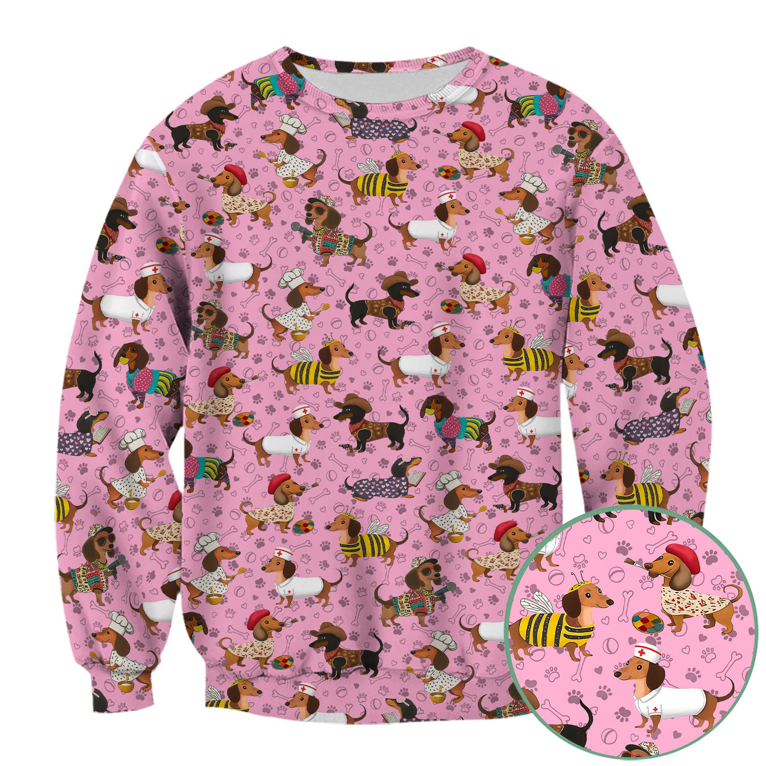 Funny Dachshund Scrub Top for Nurses - Wiener Dog in Bee, Chef, Nurse Costumes - Cute Sausage Dog Medical Shirt RN CNA LPN