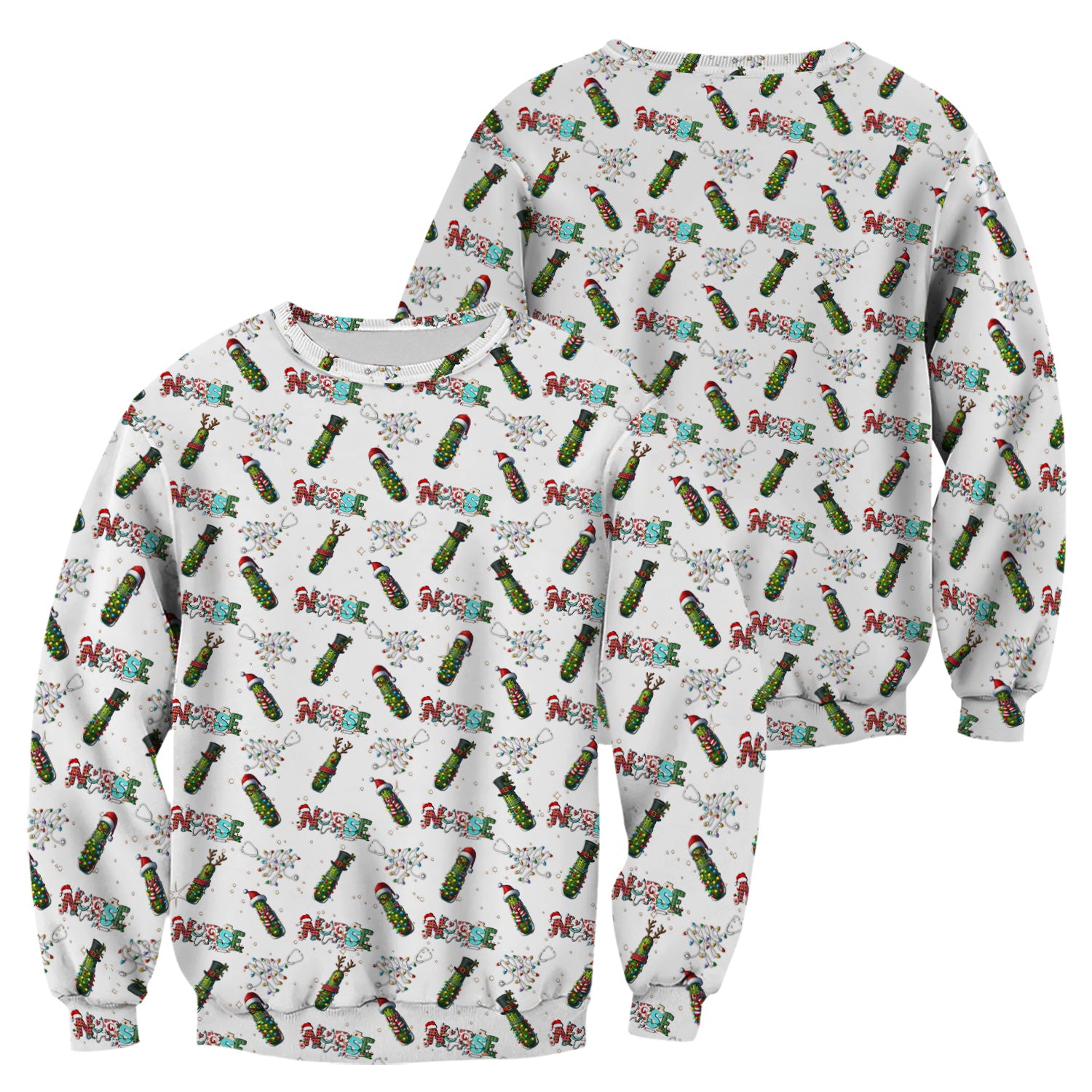 Funny Christmas Pickle Scrubs for Women - Festive Holiday Nurse Medical Uniform - Gift for RN CNA LPN LVN EN