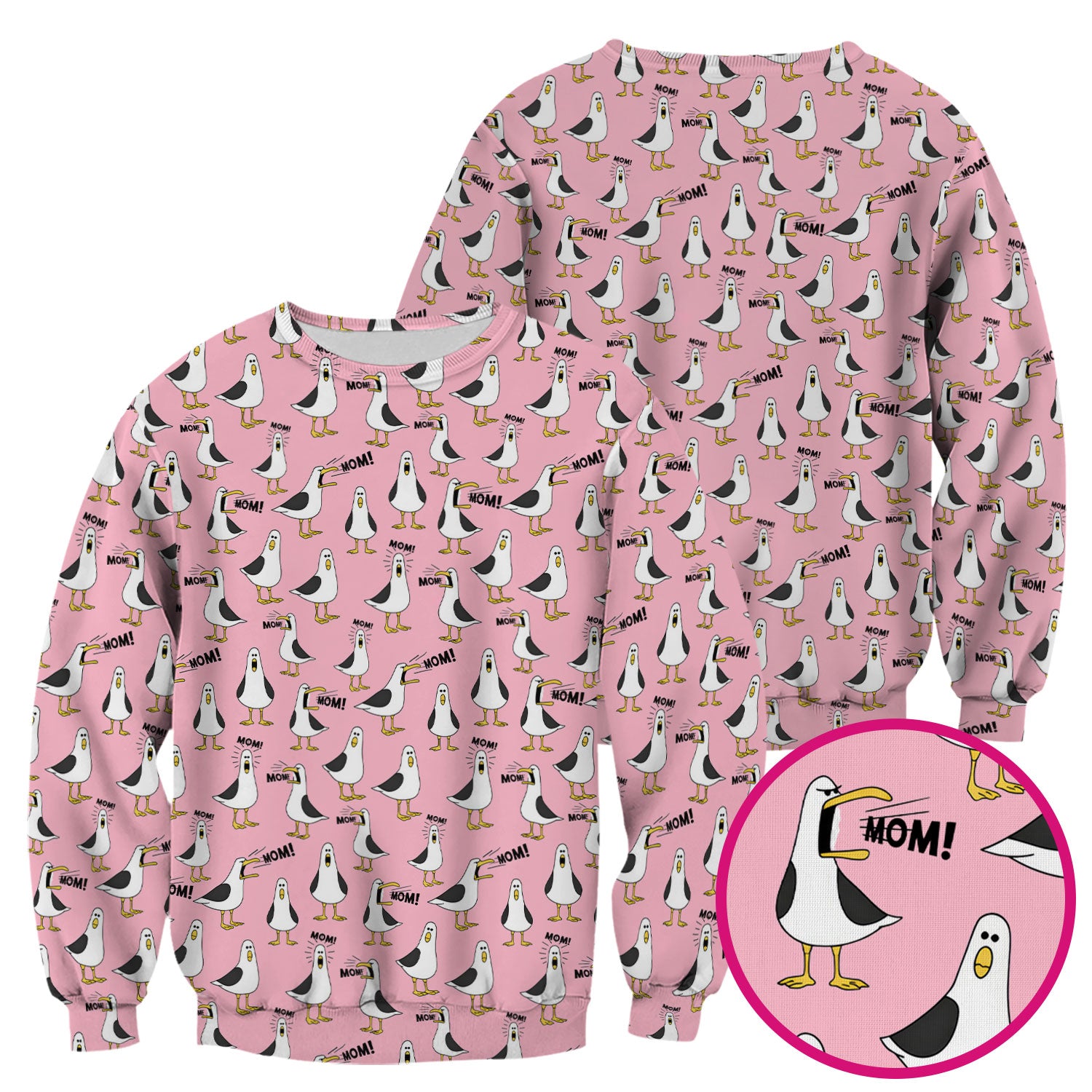 Funny Seagull Mom Seamless Pattern Scrub Top, Comfortable Scrubs for Nurses