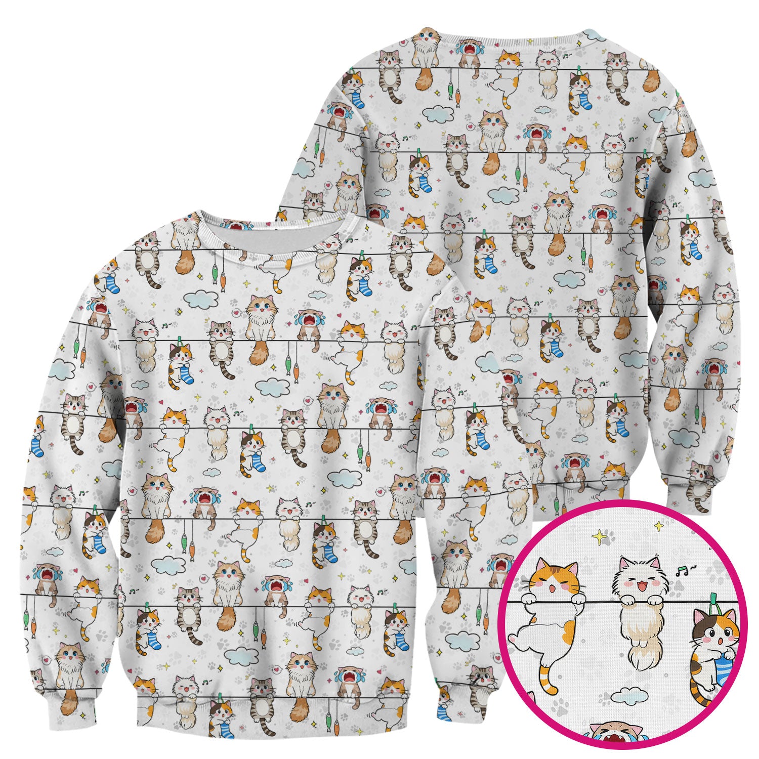 Funny Cats With Cute Expressions Pattern Scrubs Top, Comfortable Scrubs for Nurses