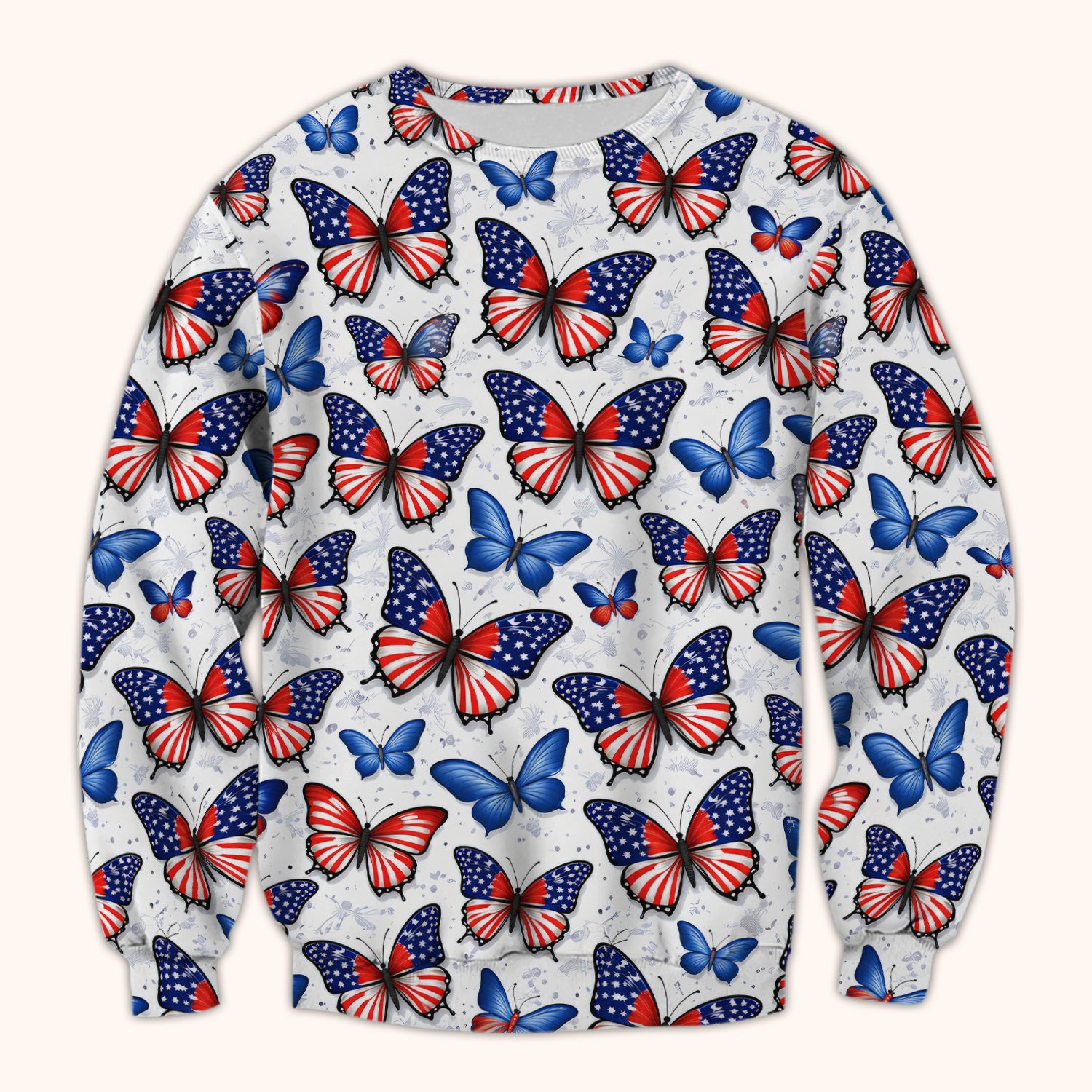Charming Patriotic Butterfly Star Pattern Scrub Top, Comfortable Scrubs For Nurses