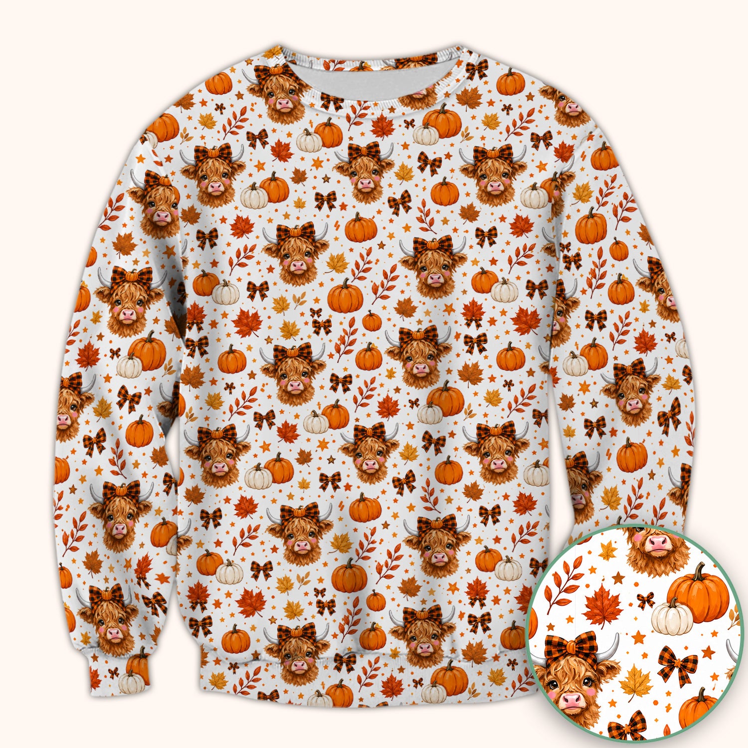 Cute Fall Highland Cow Scrub Top, Comfortable Scrubs for Nurses
