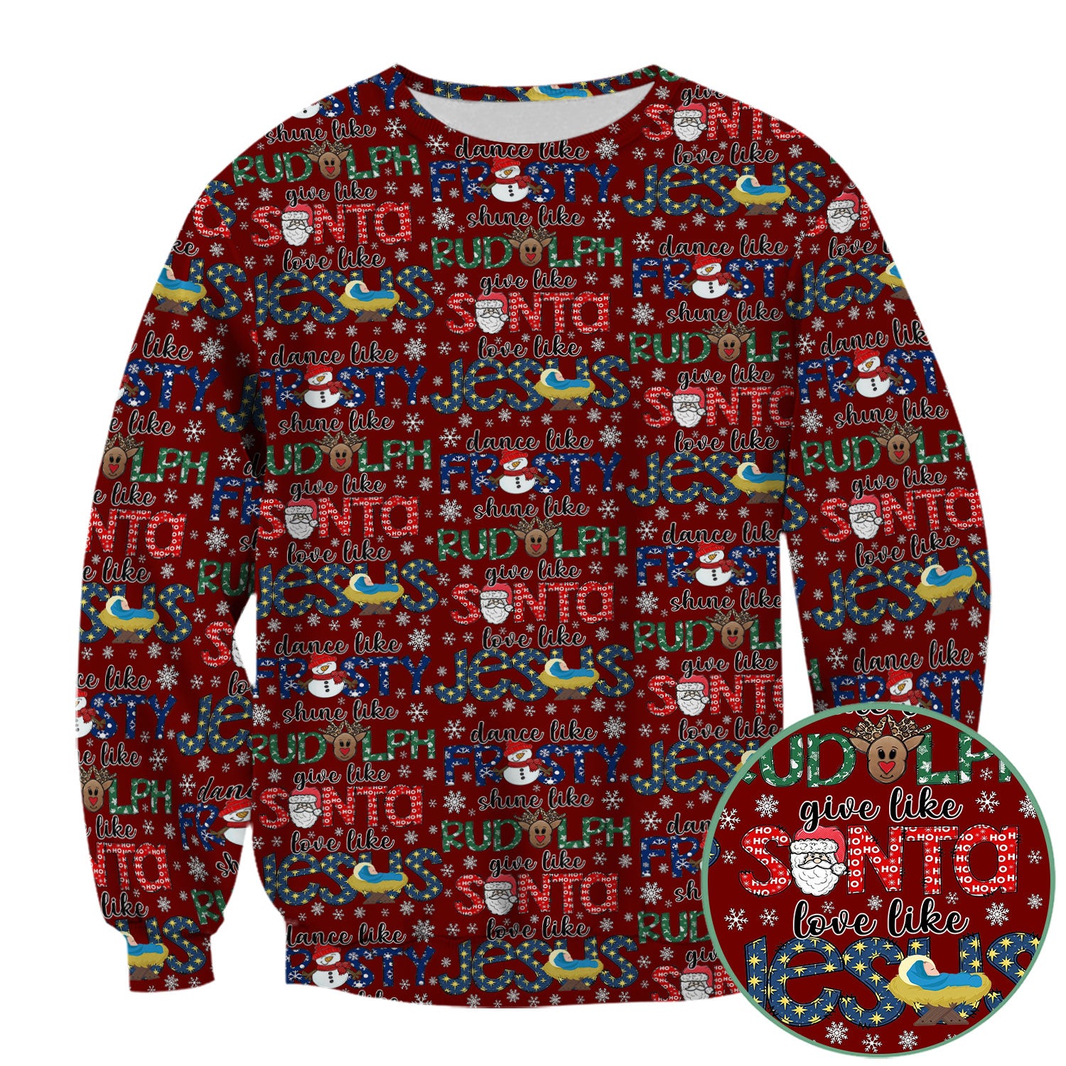 Xmas Rudolph Comfortable Scrubs for Nurses - God Santa Shirt - Breathable Fabrics Nursing Uniform Gift for RN CNA LPN
