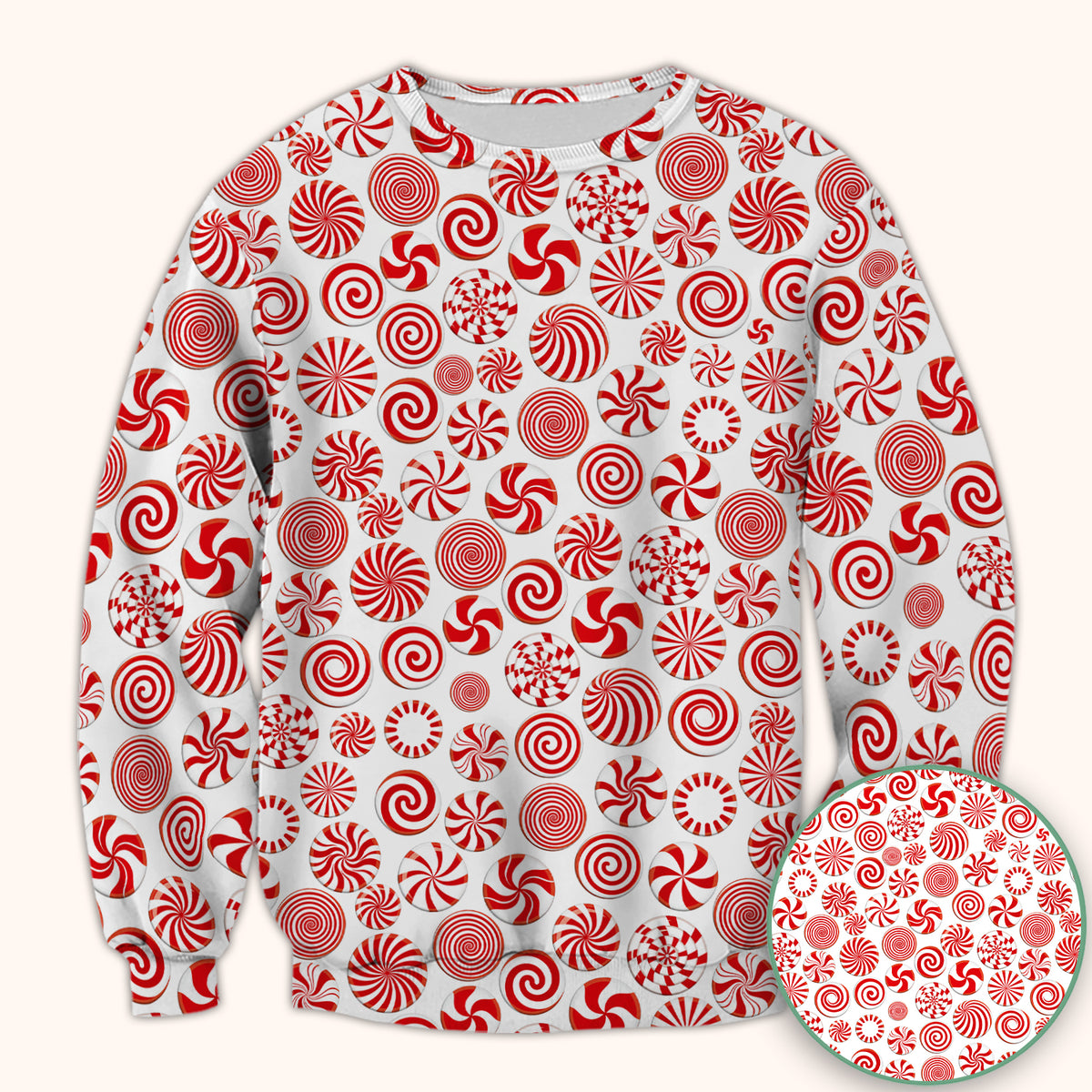 Christmas Peppermint Candy Pattern Scrub Top, Comfortable Scrubs for Nurses