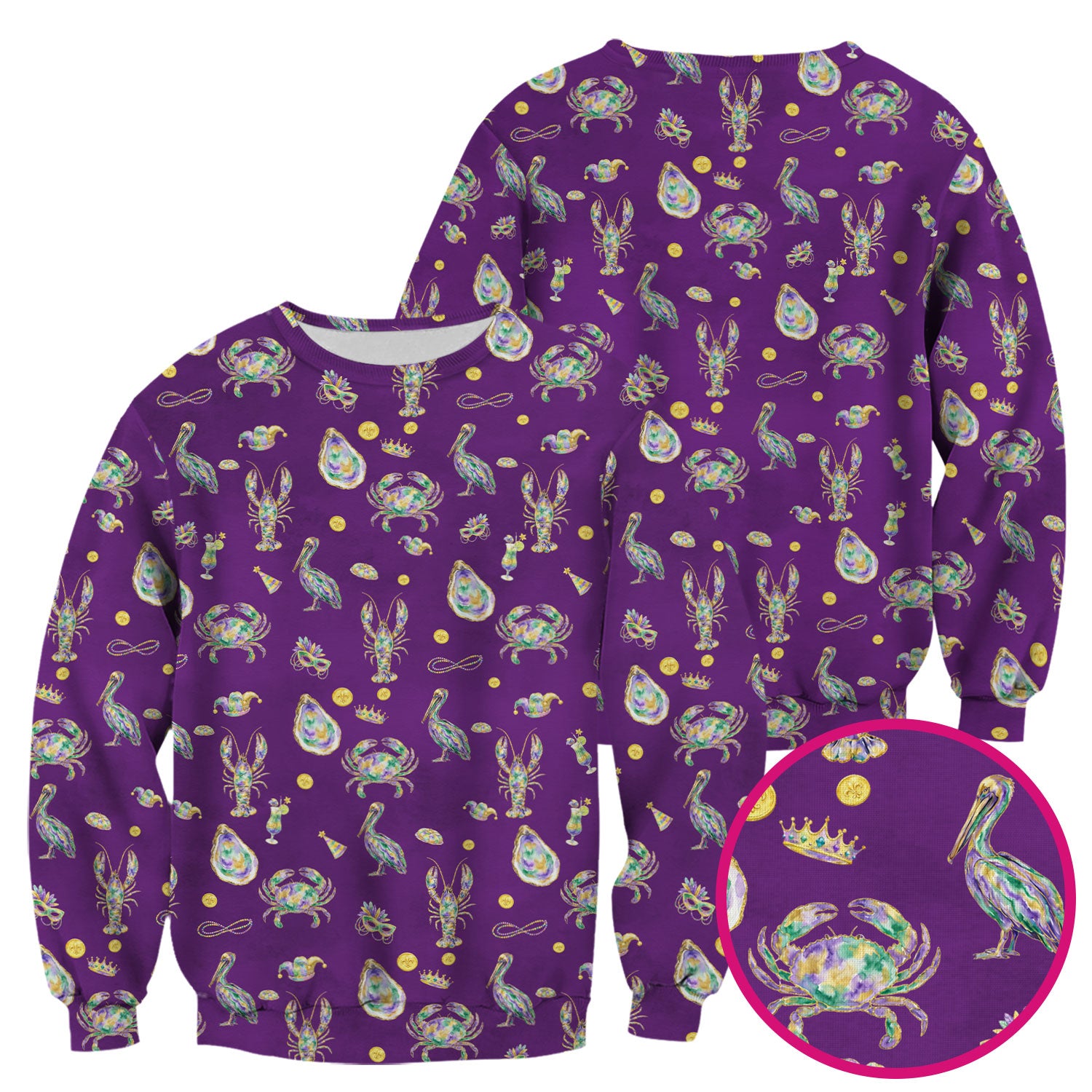 Mardi Gras Seafood Nurse Scrub Top, Comfortable Uniform Scrubs For Nursing