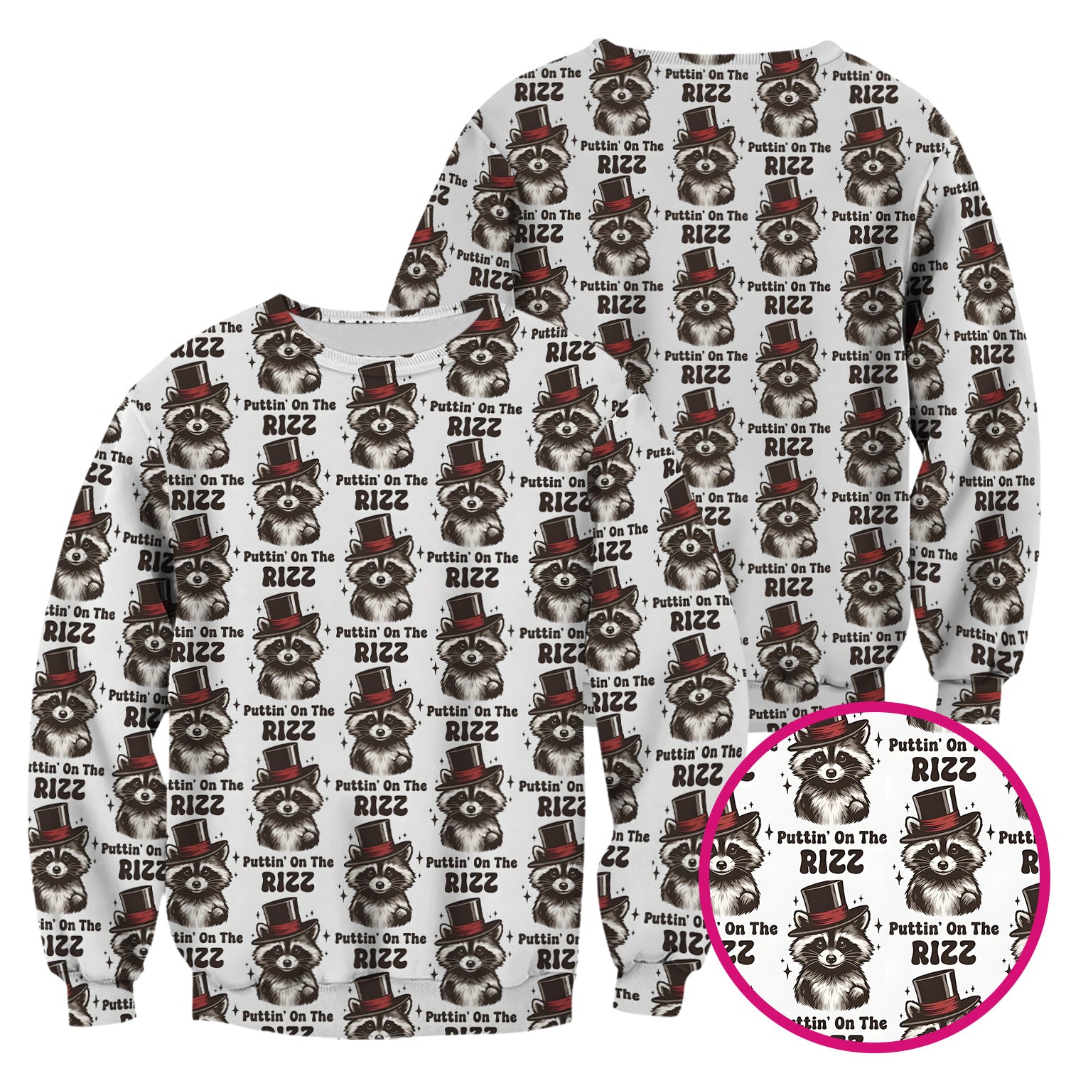Raccoon Wearing Top Hat Puttin On The Rizz Scrub Top, Breathable Fabrics Nursing Uniform