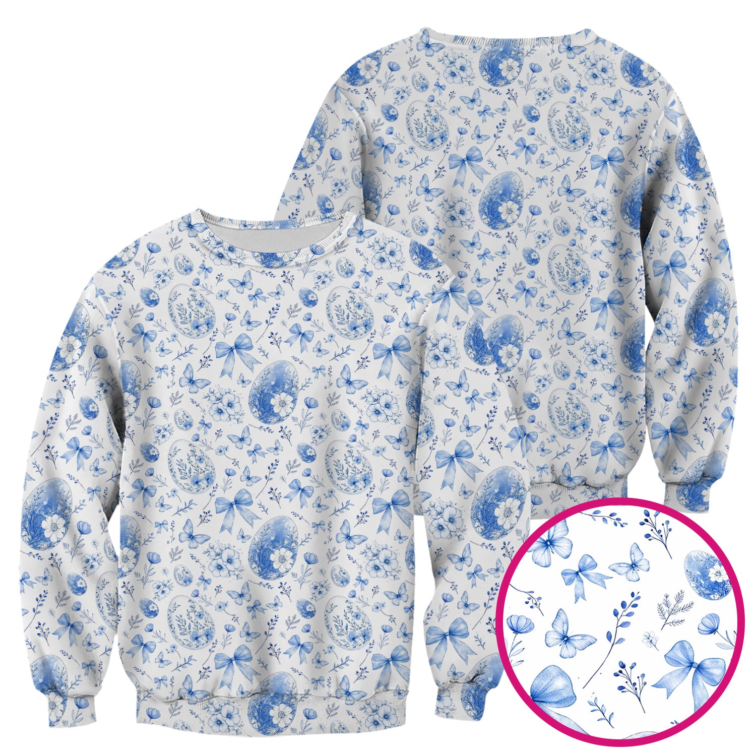 Butterfly Floral Bow Vintage Pattern Scrub Top, Breathable Fabrics Nursing Uniform