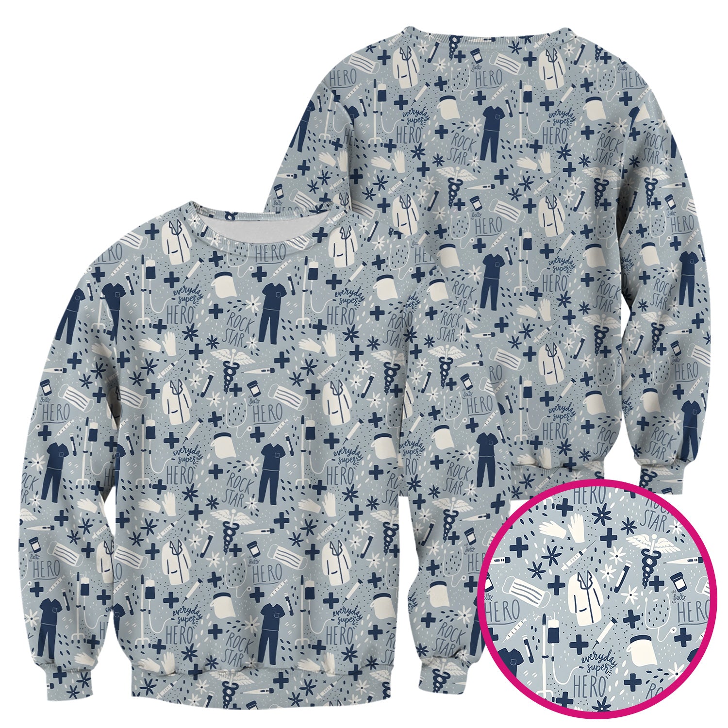 Inspirational Healthcare Hero Medical Tools Nurse Pattern Scrub Top, Comfortable Scrubs for Nurses