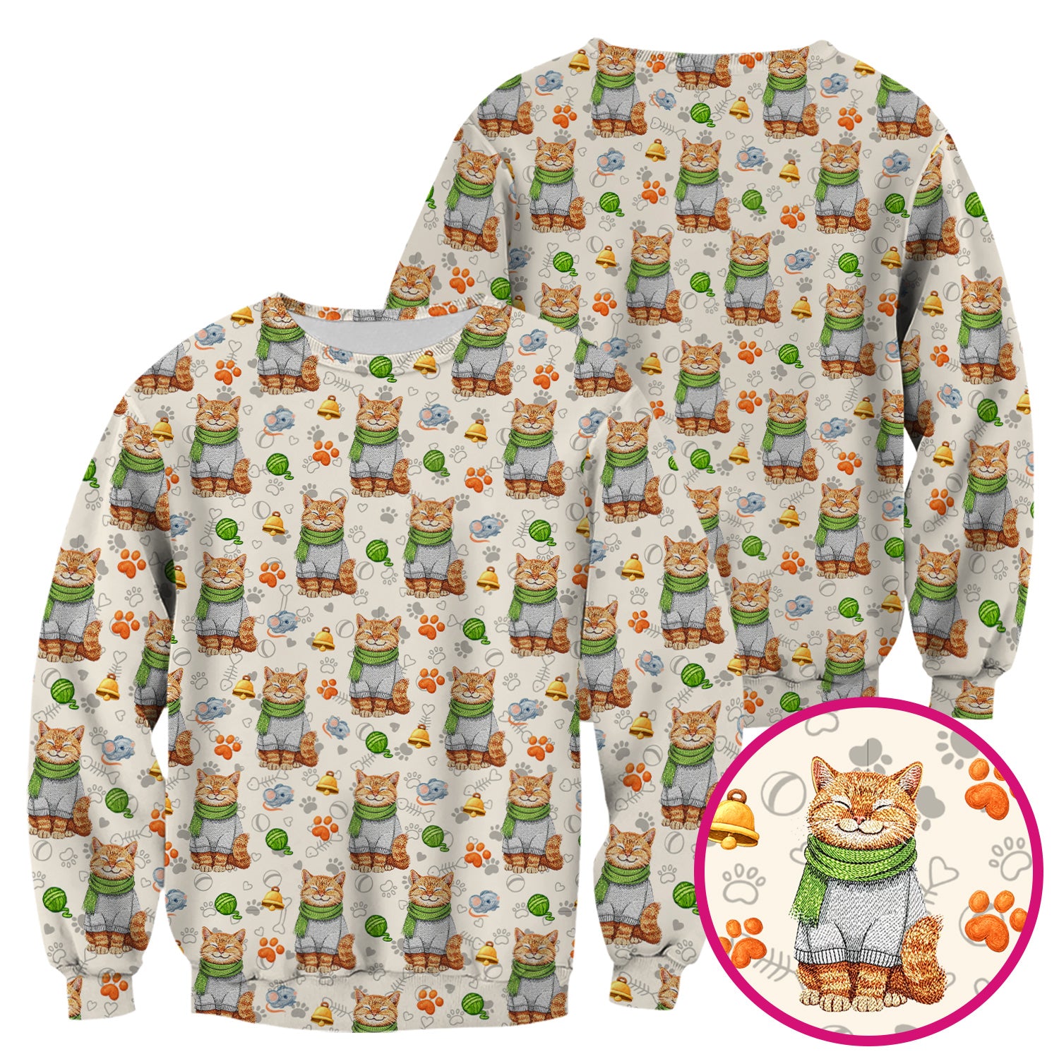 Adorable Cat Lover Nurse Scrub Top, Cute Cat Medical Pattern Shirt, Breathable Fabrics Nursing Uniform