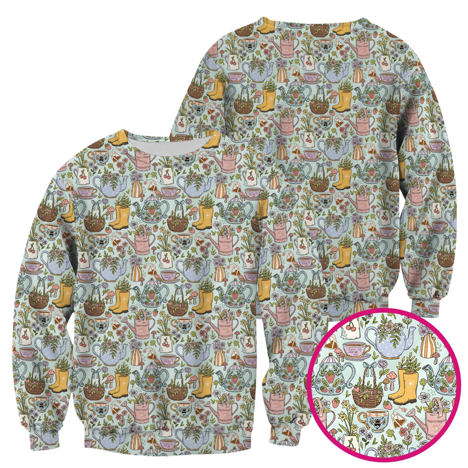 Garden Tea Party Floral Print Scrub Top, Comfortable Scrubs for Nurses