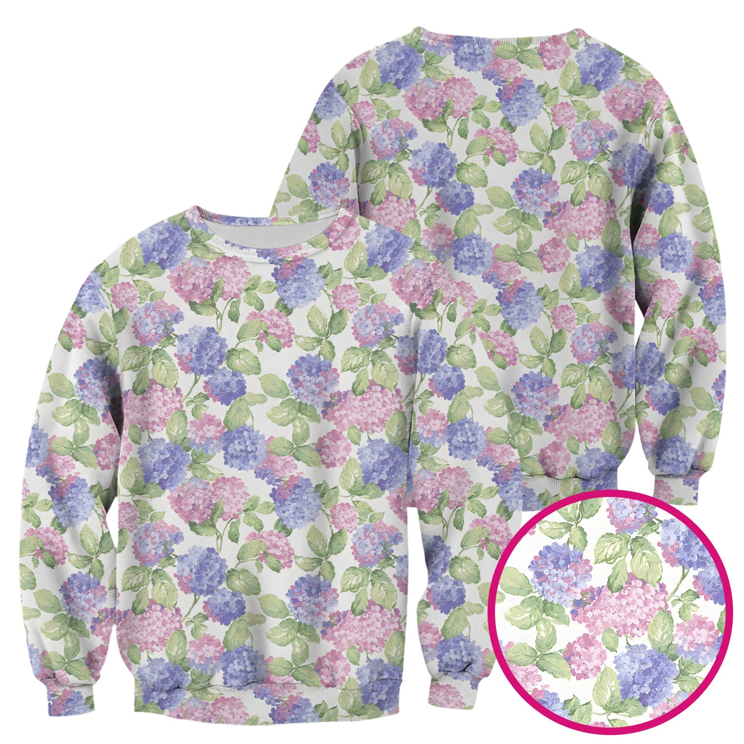 Soft Pastel Watercolor Hydrangea Floral Pattern Scrub Top, Comfortable Scrubs for Nurses