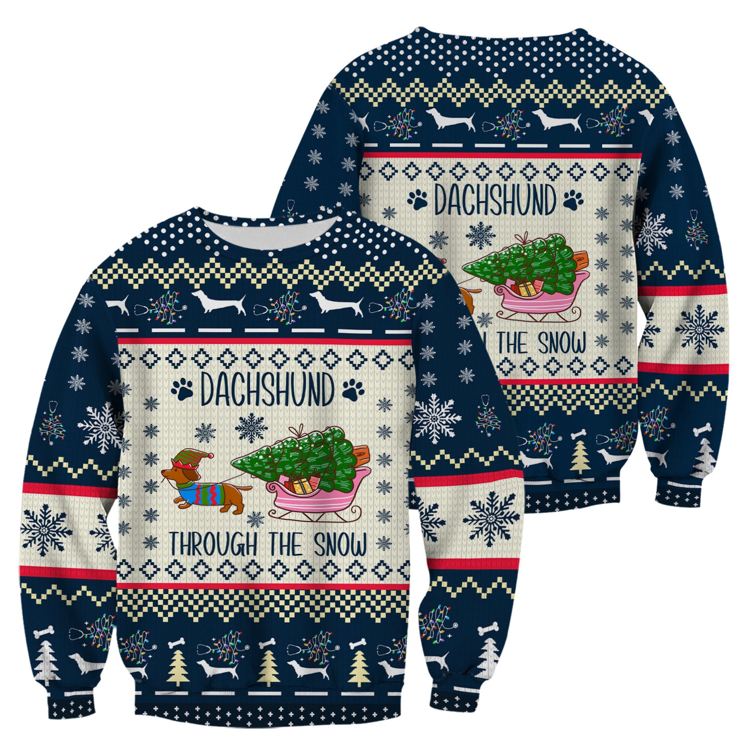 Christmas Dachshund Scrub Top, Cute Wiener Dog Holiday Medical Uniform, Funny “Dachshund Through The Snow” Scrubs For Nurse Or Dog Lover