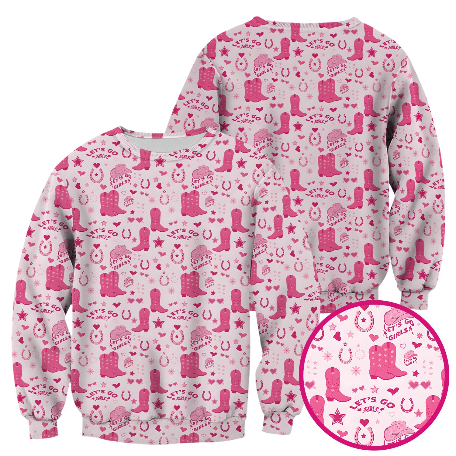 Pink Cowgirl Boots Print Scrub Top, Comfortable Scrubs for Nurses