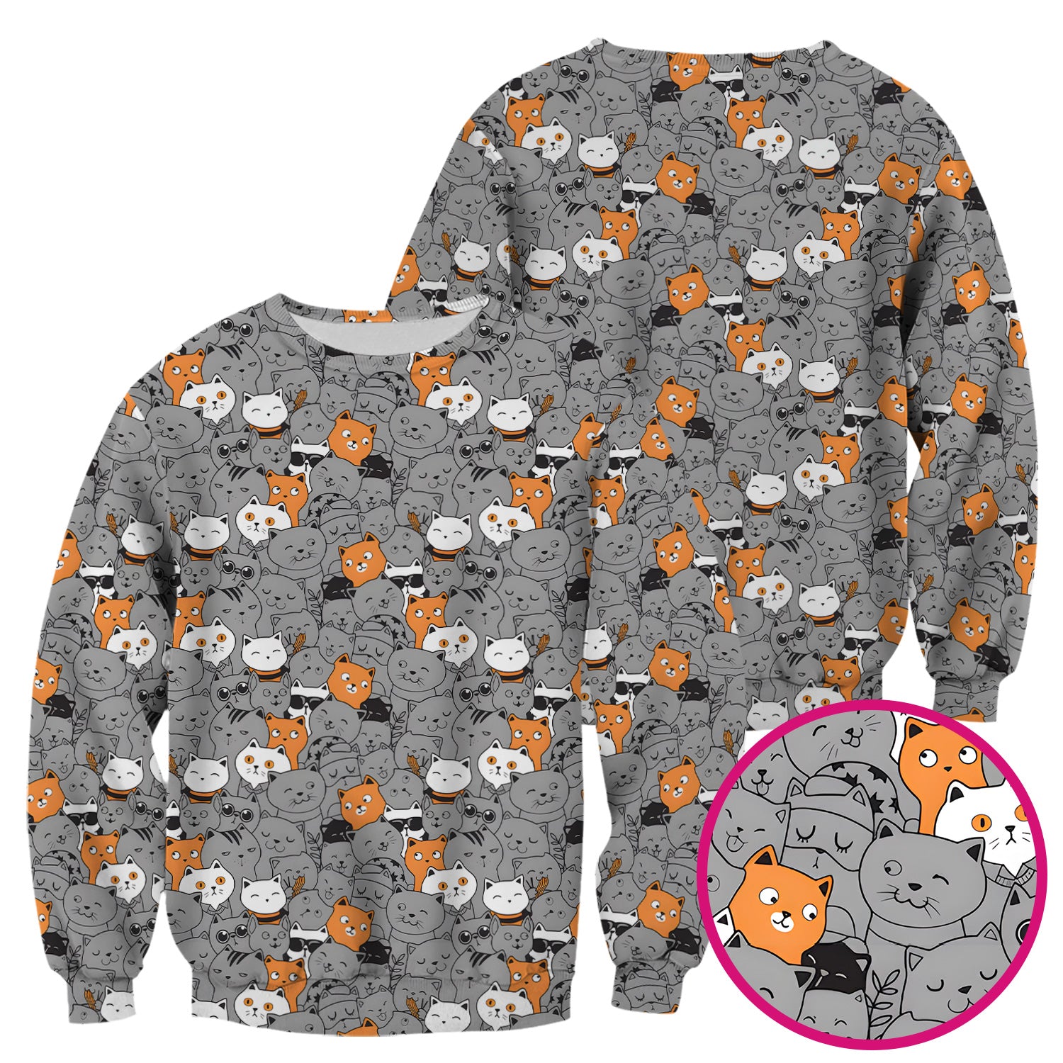 Funny Cats Cute Expressions Pattern Scrubs Top, Comfortable Scrubs for Nurses