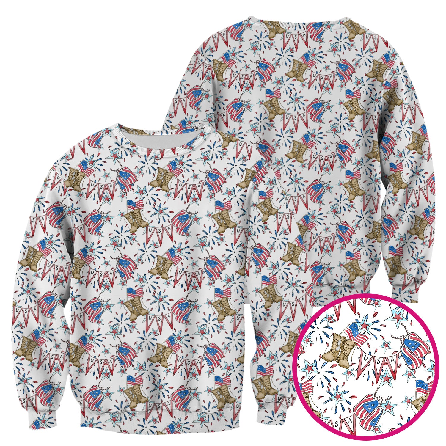 USA Boots Banner Pattern Scrub Top, Comfortable Scrubs for Nurses