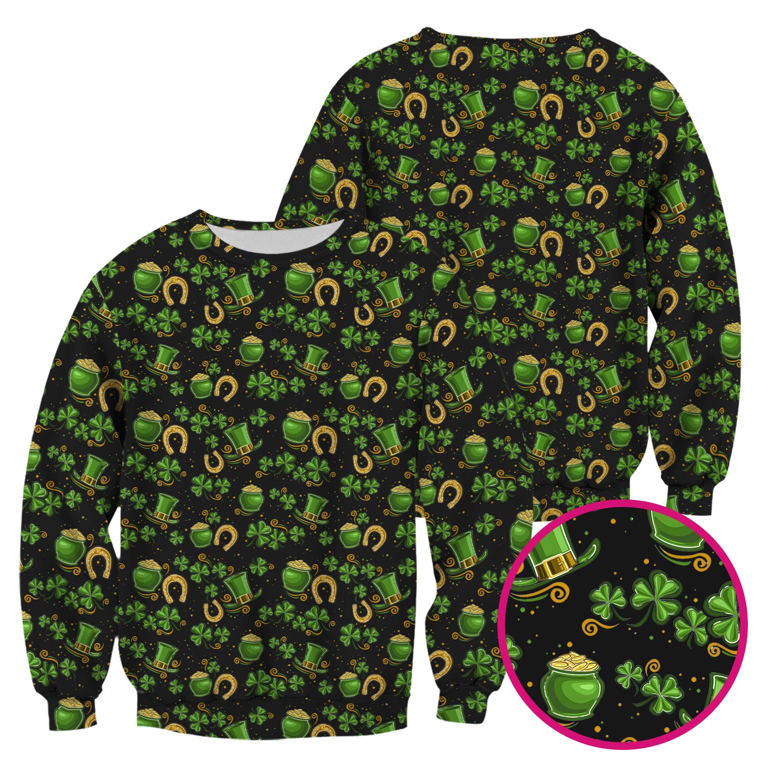 St. Patrick Shamrock Pattern Scrub Top, Comfortable Scrubs for Nurses