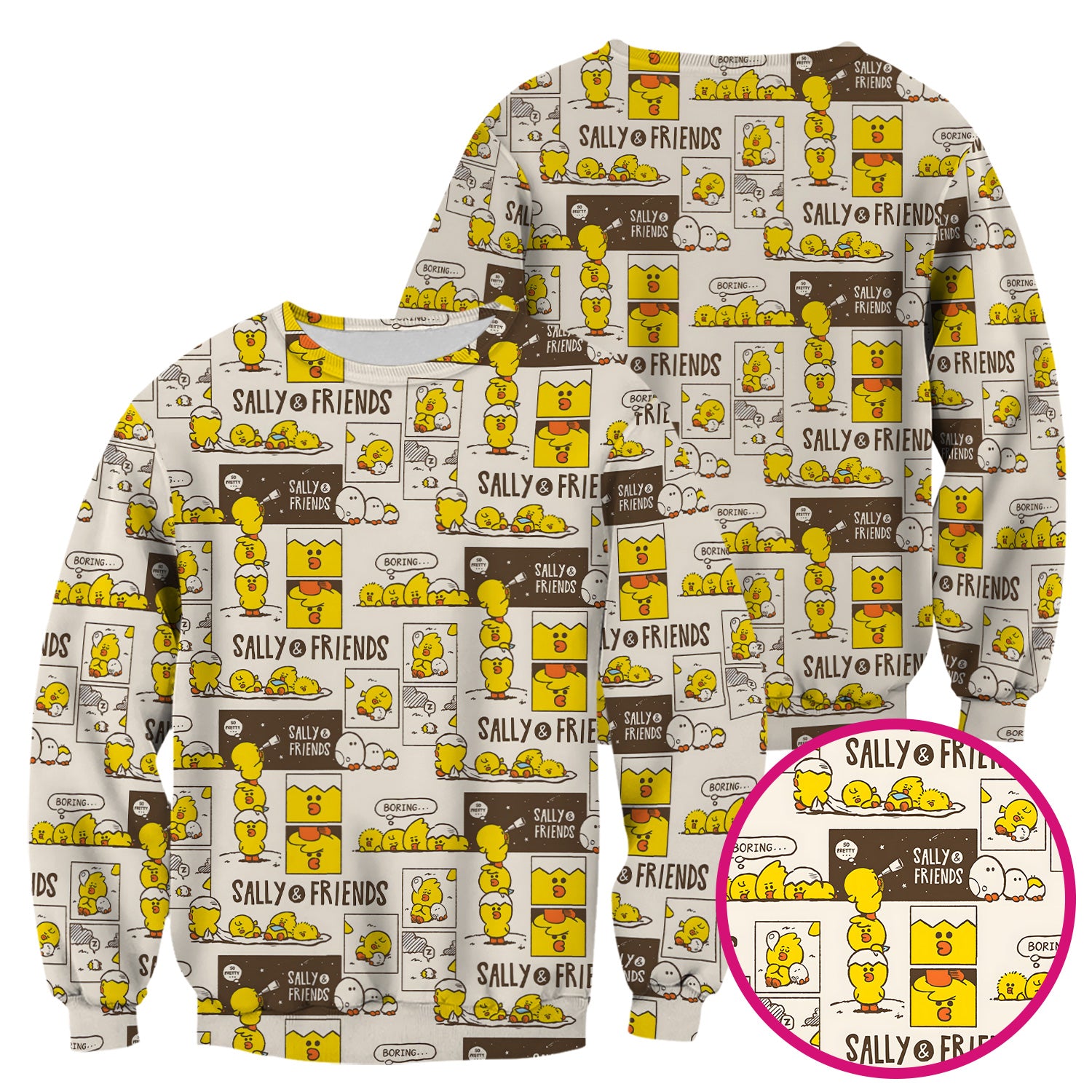 Cute Cartoon Chick Comic Pattern Scrub Top, Comfortable Scrubs for Nurses